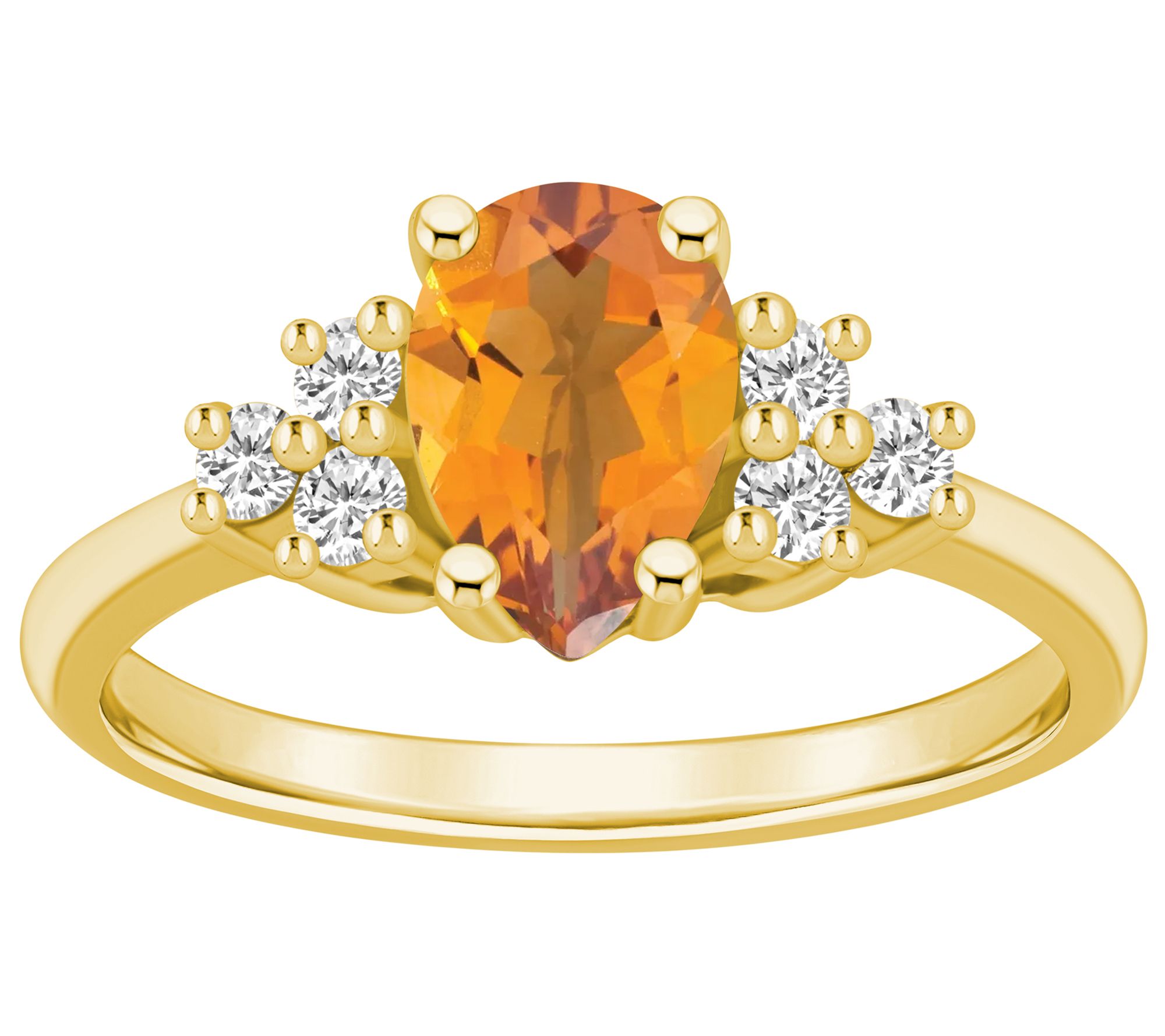 Affinity Gems Pear Cut Gemstone & Diamond Ring,14K Gold