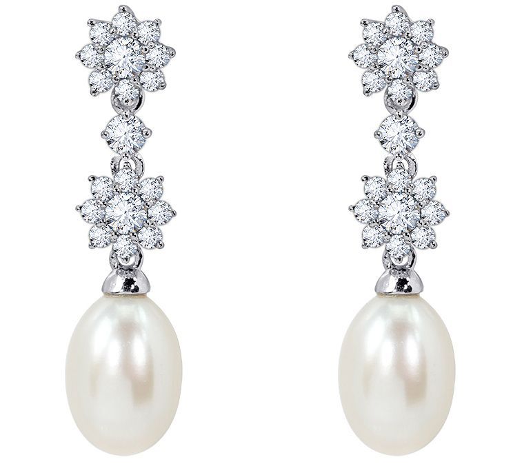 Diamonique x Affinity Cultured Pearl Dangle Earrings, Sterlin - QVC.com