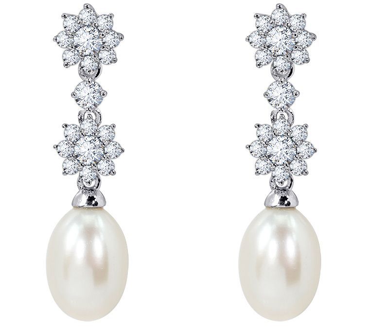 Diamonique x Affinity Cultured Pearl Dangle Earrings, Sterlin