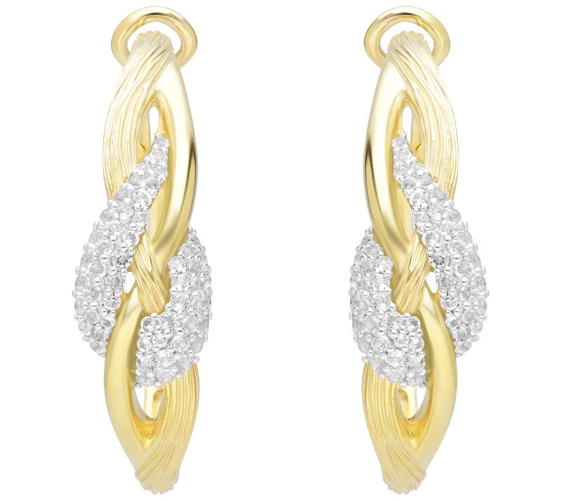 Ariva 18K Gold Clad Gemstone Pave Swirl Hoop Earrings