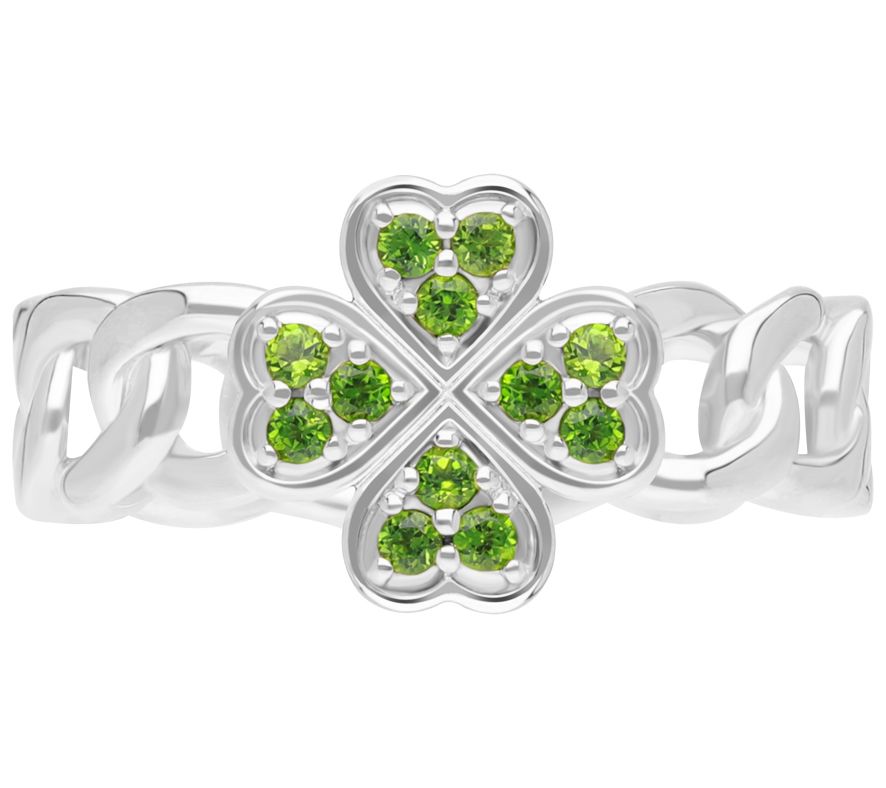 Goddaughters 14K Gold Clad Chrome Diopside Clover Ring