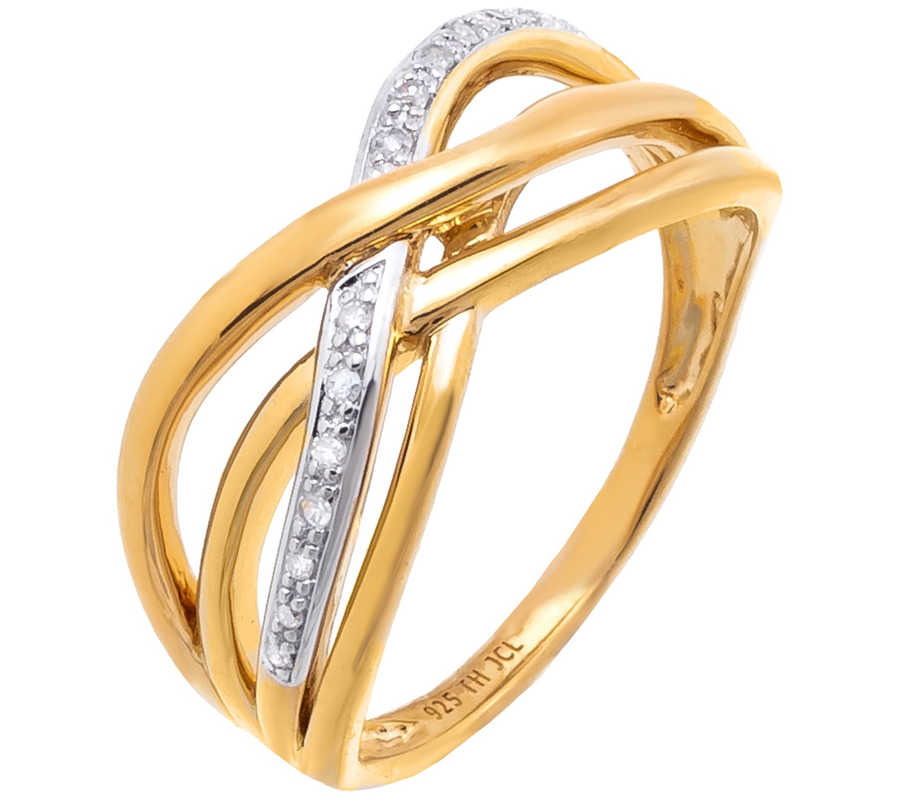 Accents by Affinity Diamond Criss Cross Ring, 14K Gold Plated