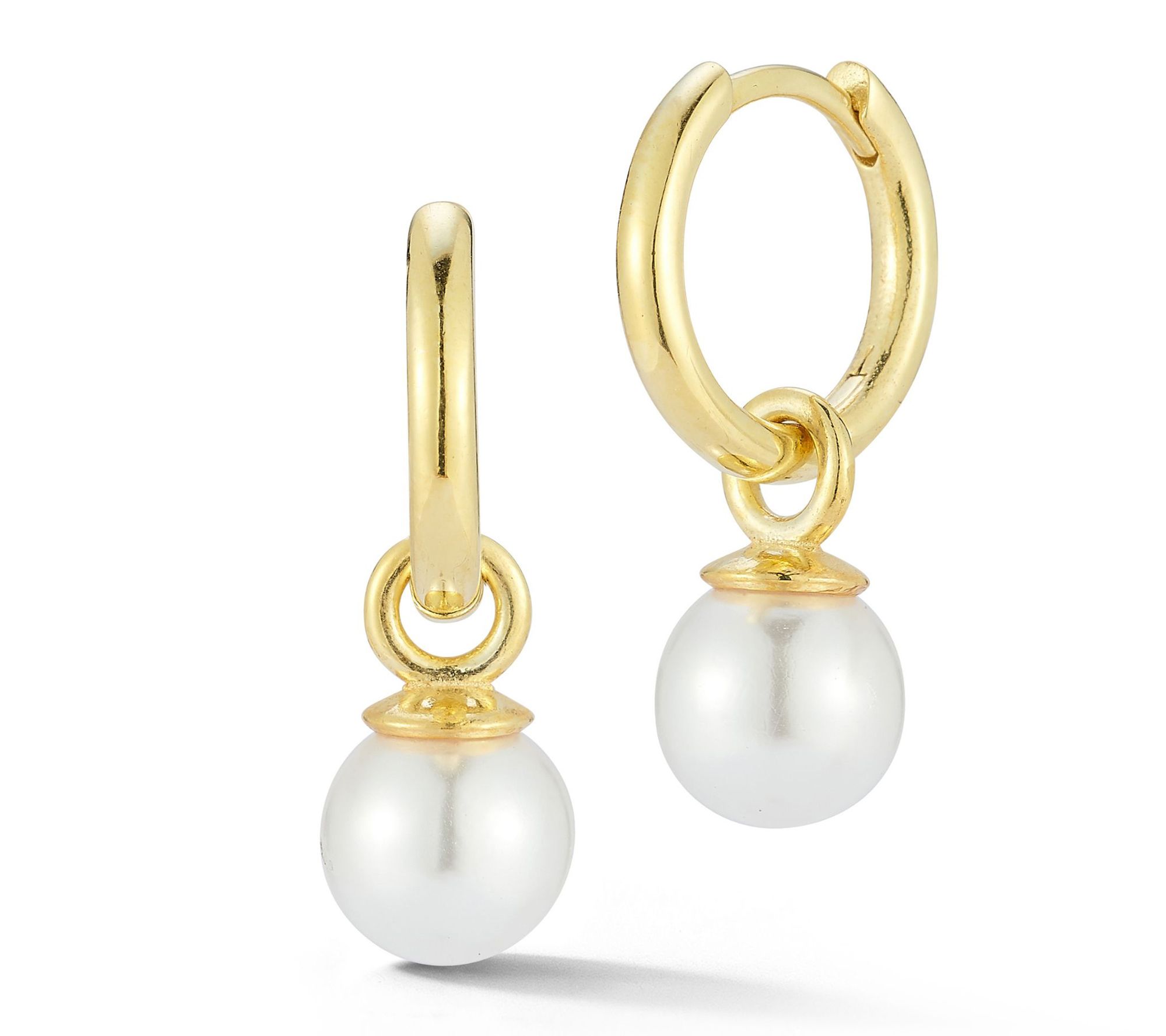 Sterlina Silver Cultured Pearl Charm Huggie Ear rings, Sterlin