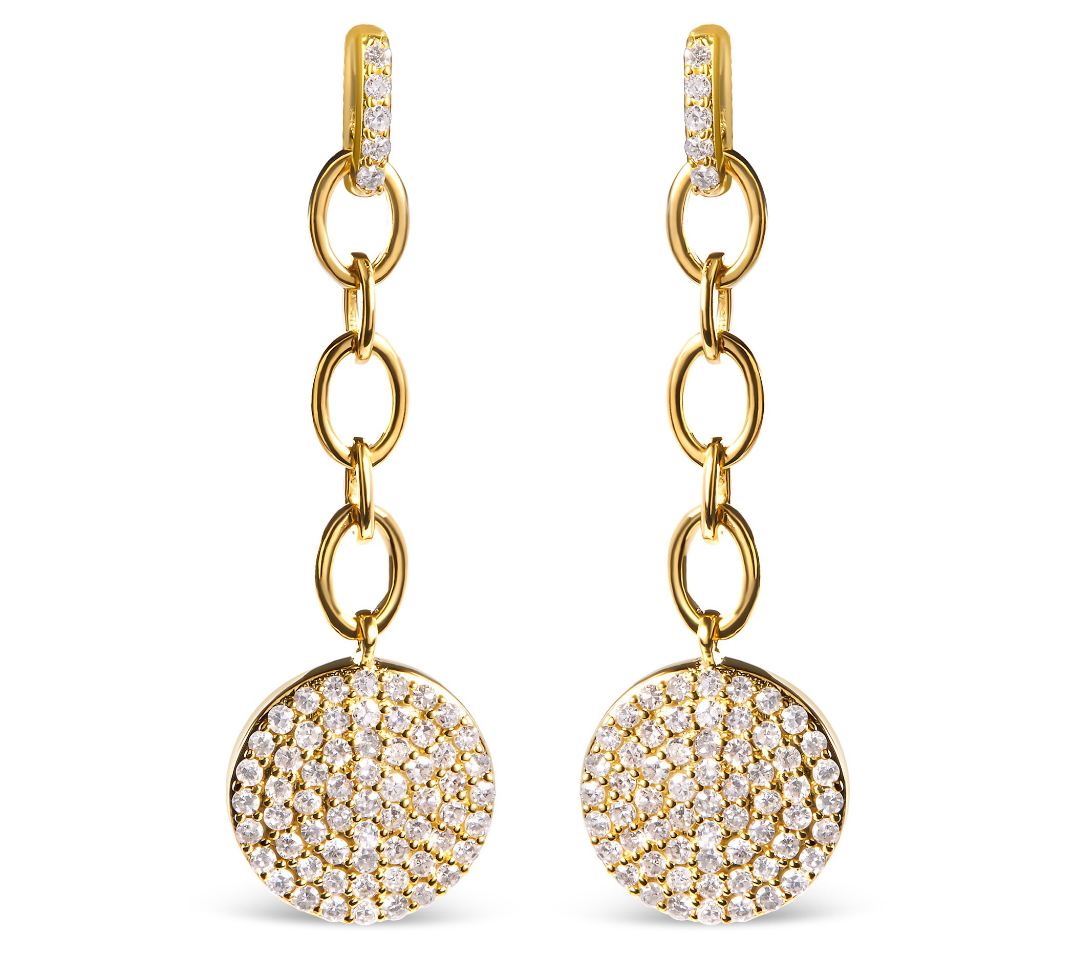 Haus of Brilliance Diamond Chain Earrings, 14KGold Plated - QVC.com