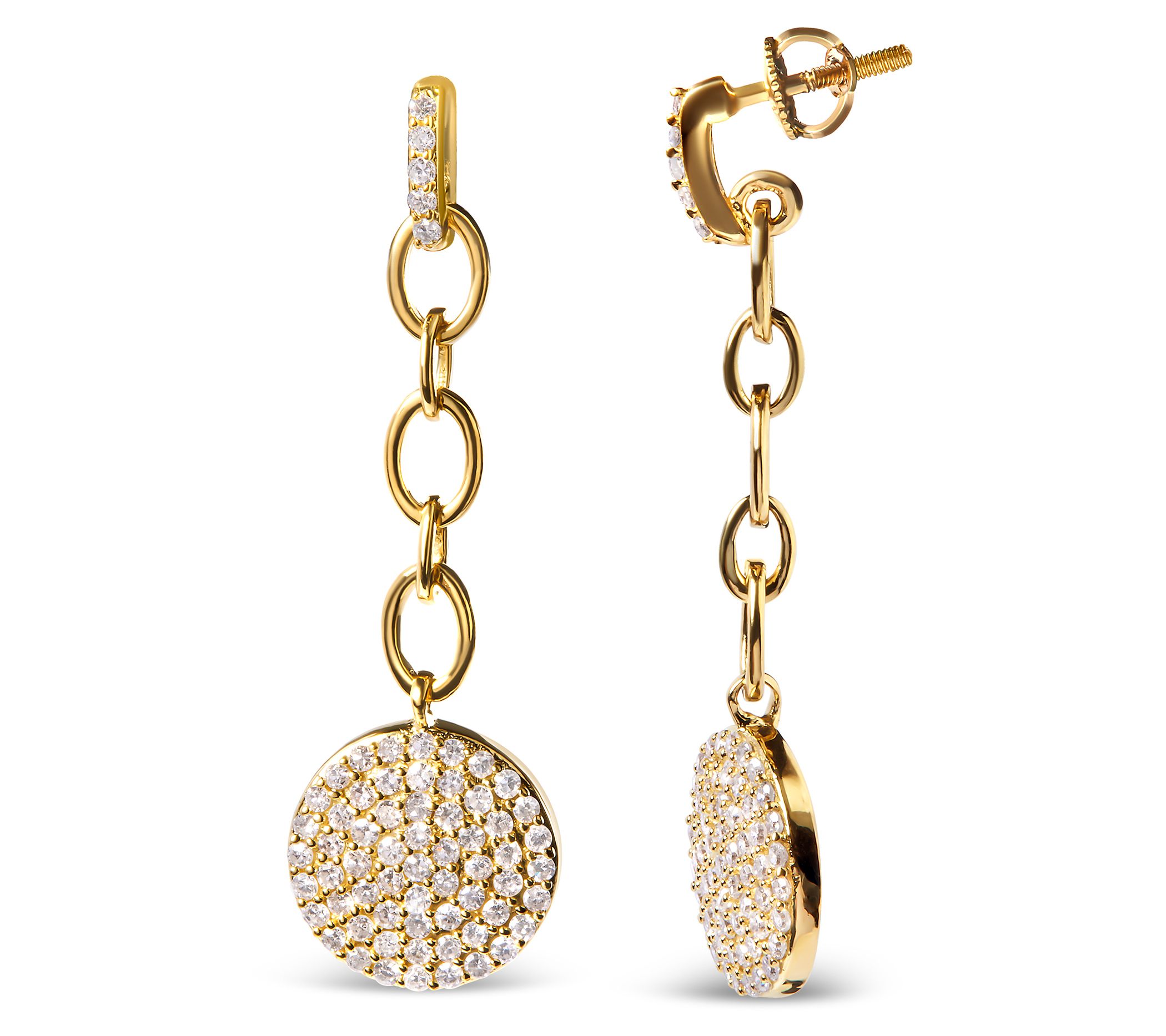 Haus of Brilliance Diamond Chain Earrings, 14KGold Plated - QVC.com