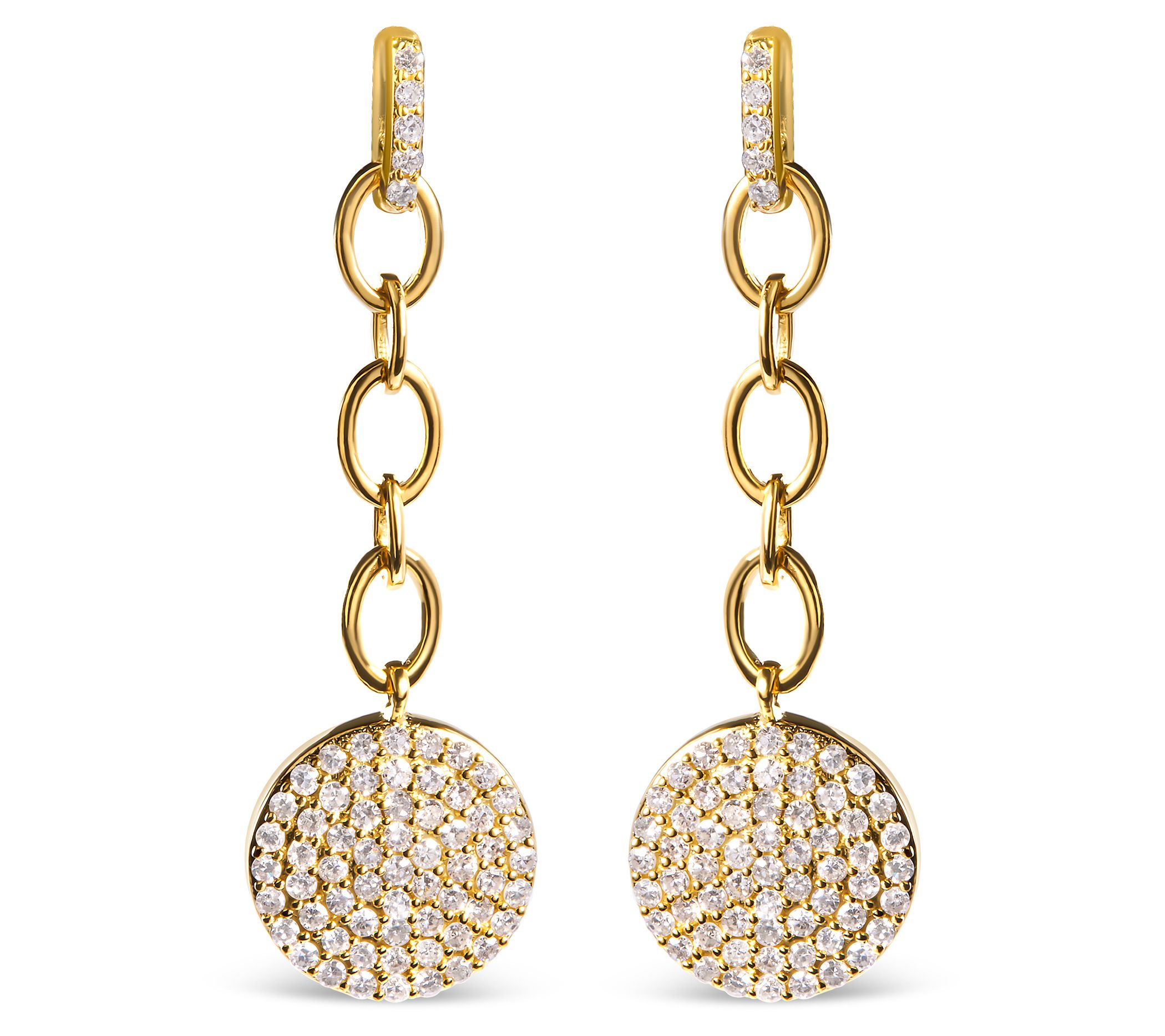 Haus of Brilliance Diamond Chain Earrings, 14KGold Plated