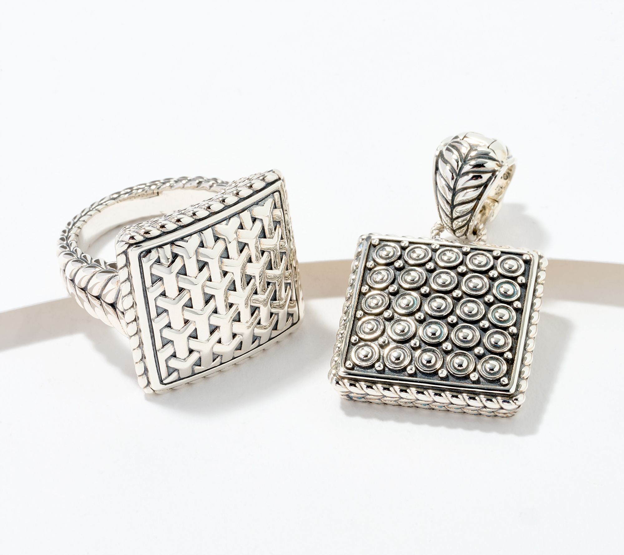 JAI Sterling Silver Heritage Texture Ring or Enhancer - QVC.com