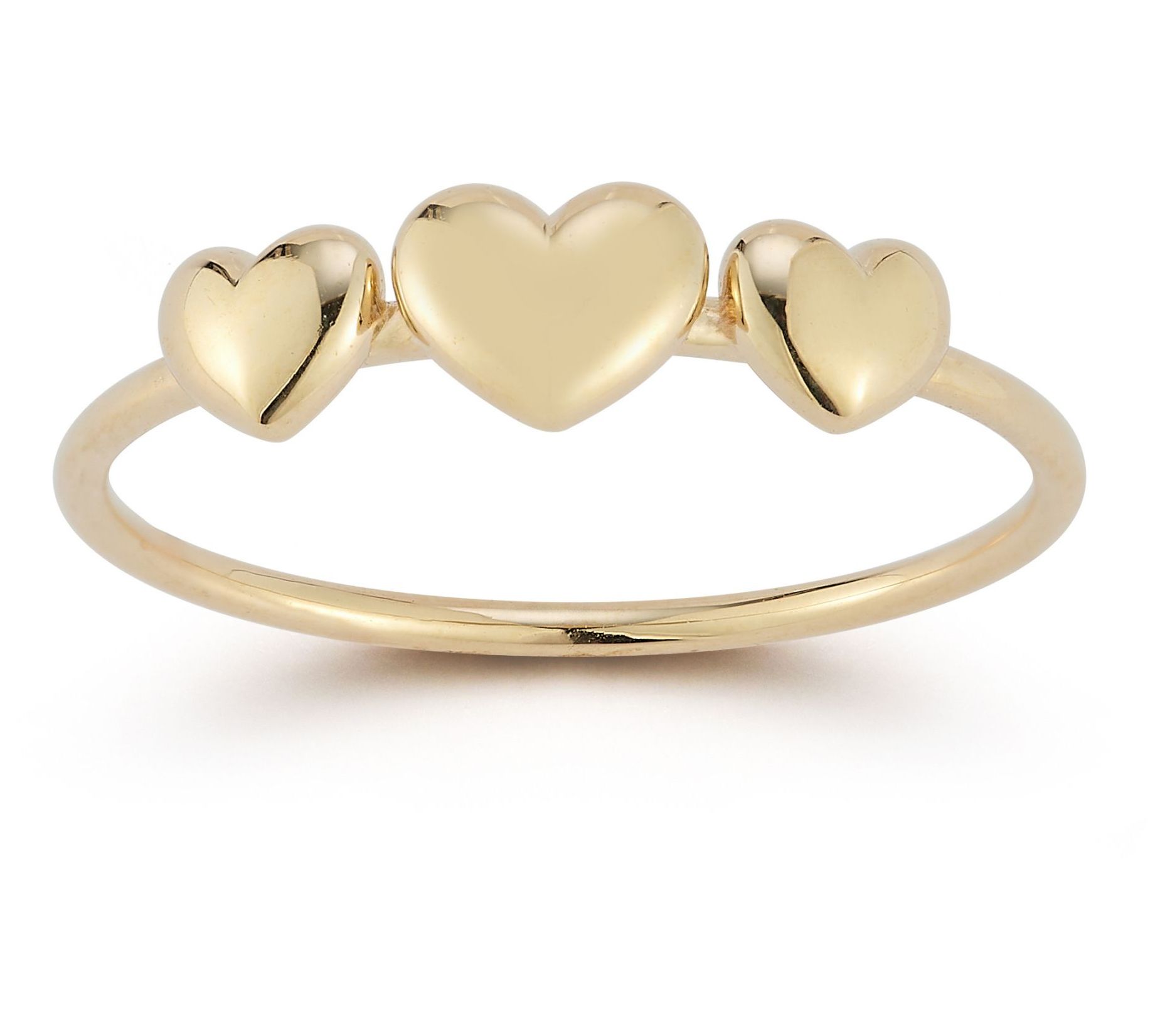 Luminosa Gold T riple Puffed He art Station Rin g, 14K