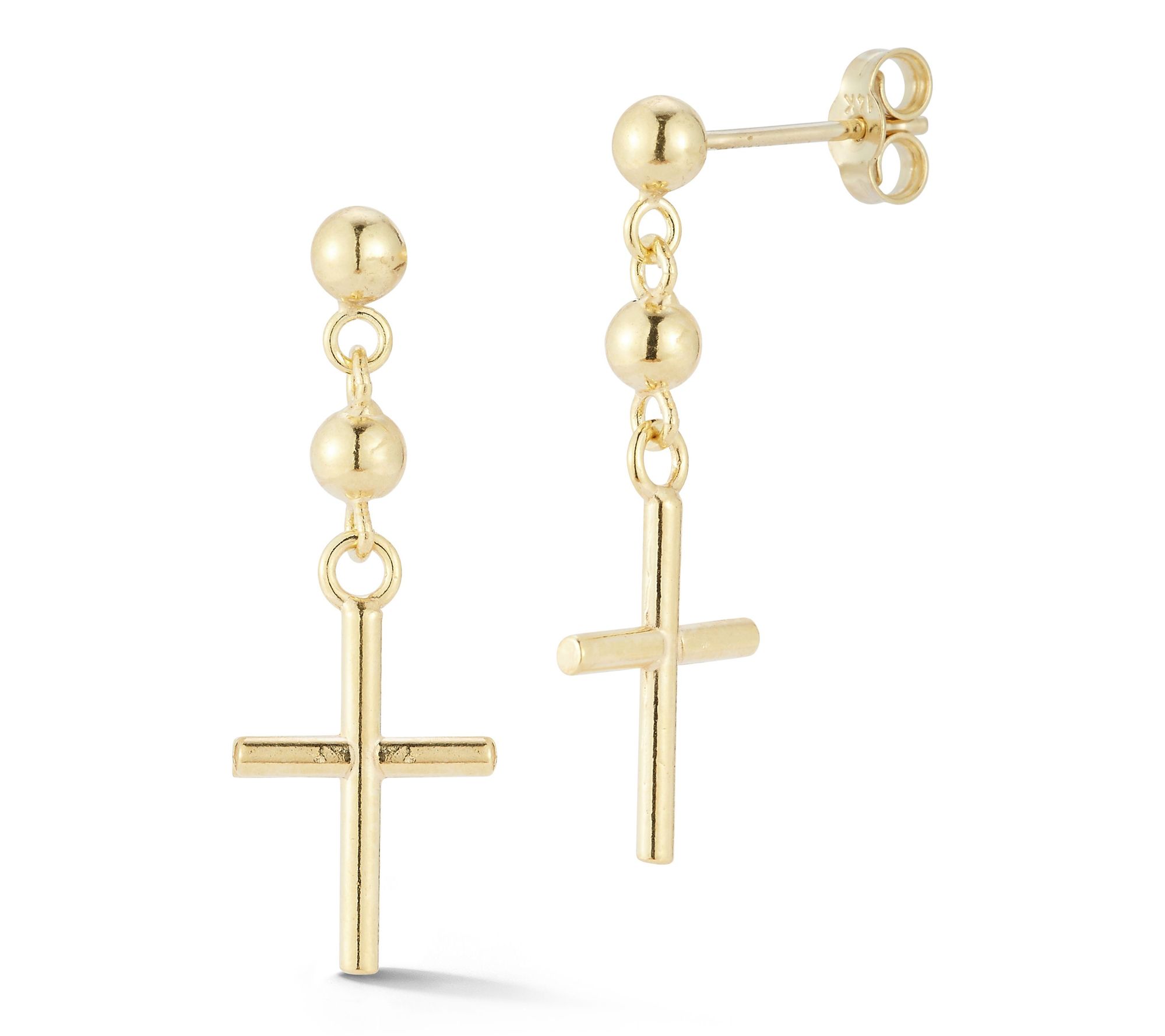 Italian Gold Cross Chain Drop Earrings, 14K