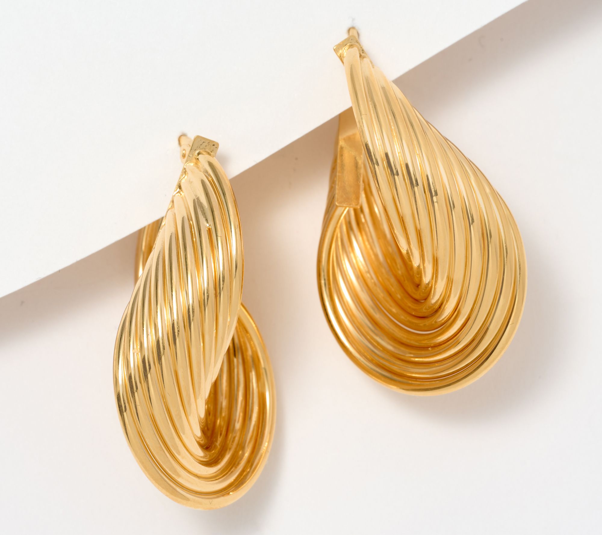 "As Is" UltraFine 950 Silver Ribbed 1-1/3" Hoop Earrings