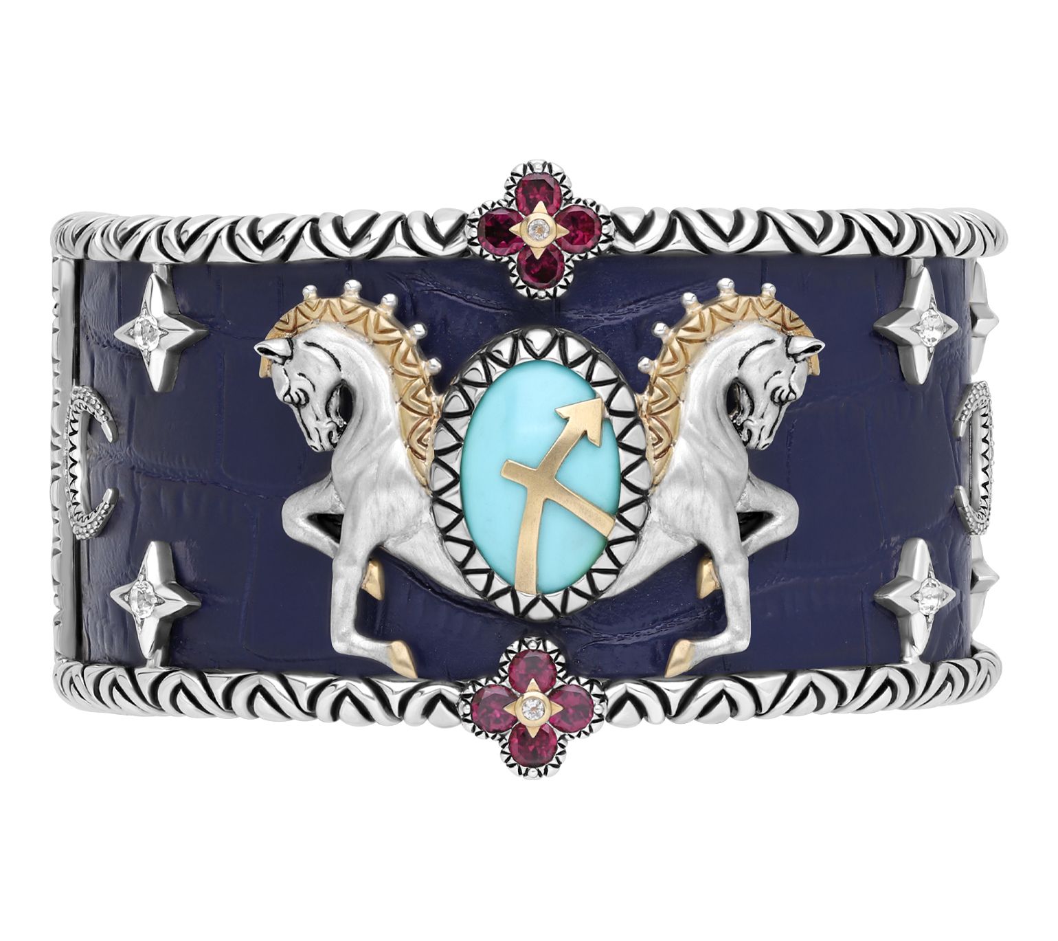 Barbara Bixby Sterling & 18K Gemstone Leather Zodiac Cuff