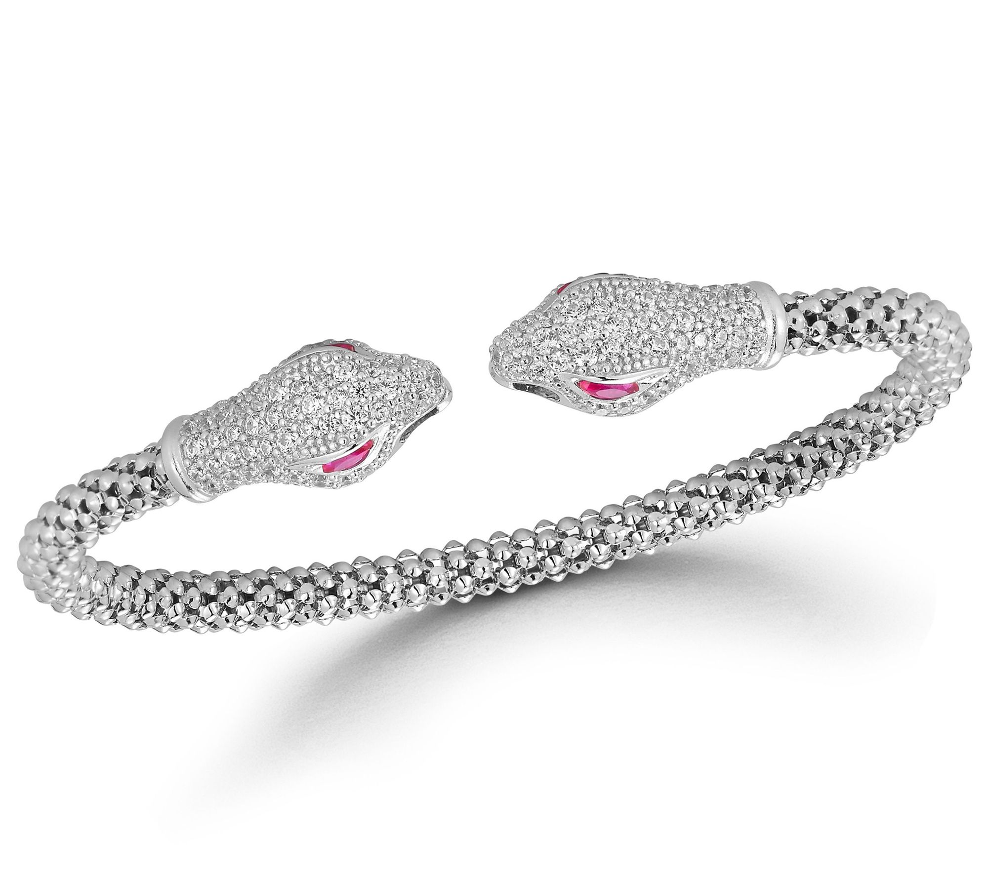 Italian Silver Pave Snake Popcorn Cuff, Sterling