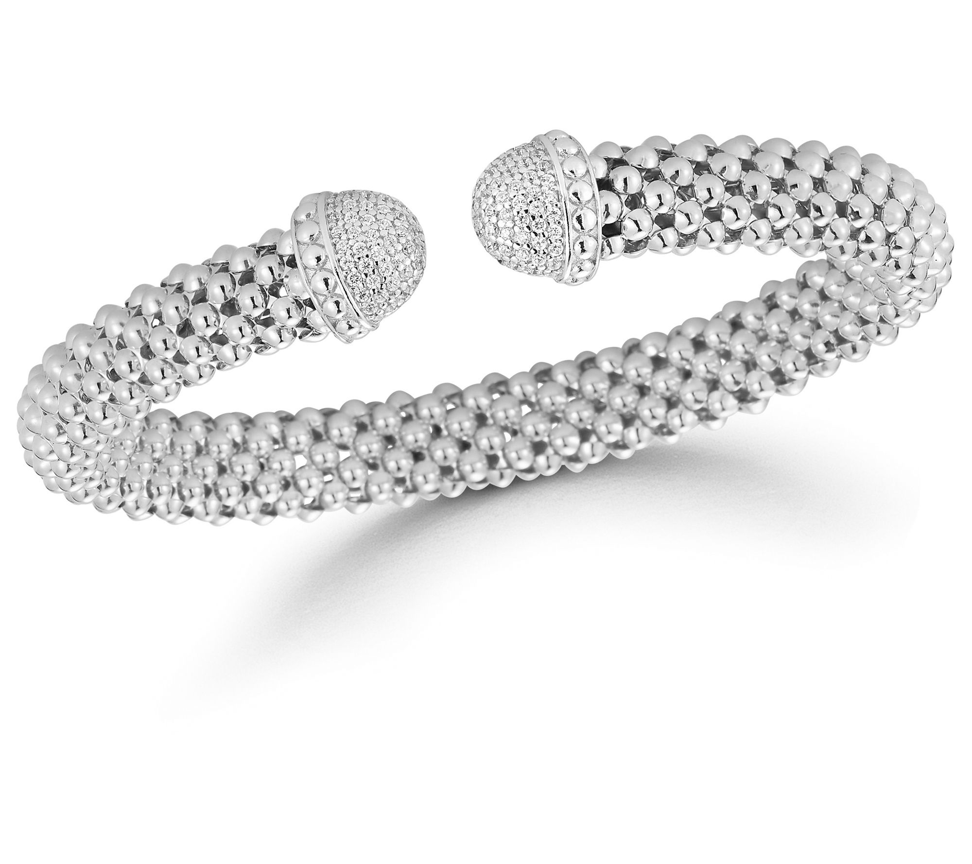 Italian Silver Pave Popcorn Cuff, Sterling