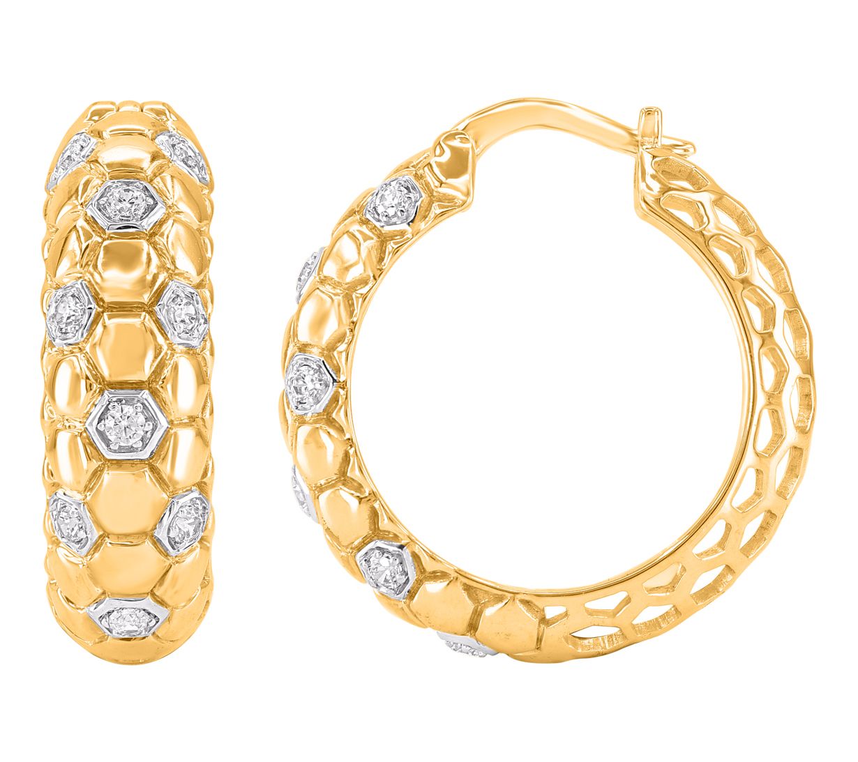 Affinity Diamond 0.25 cttw Hoop Earrings, 14K Gold