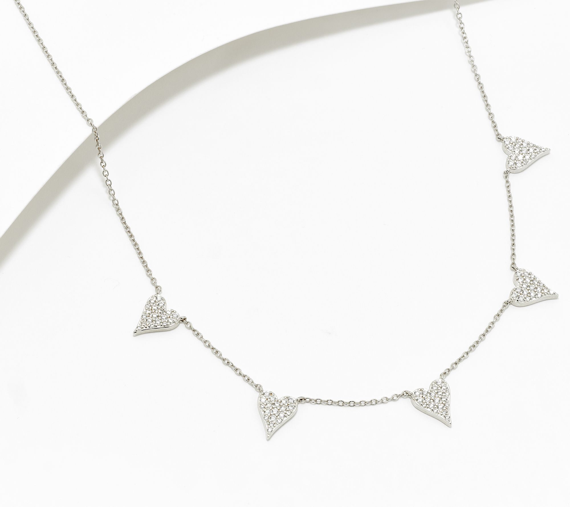 Diamonique x Jennifer Miller 5 Heart Station Necklace, Sterl