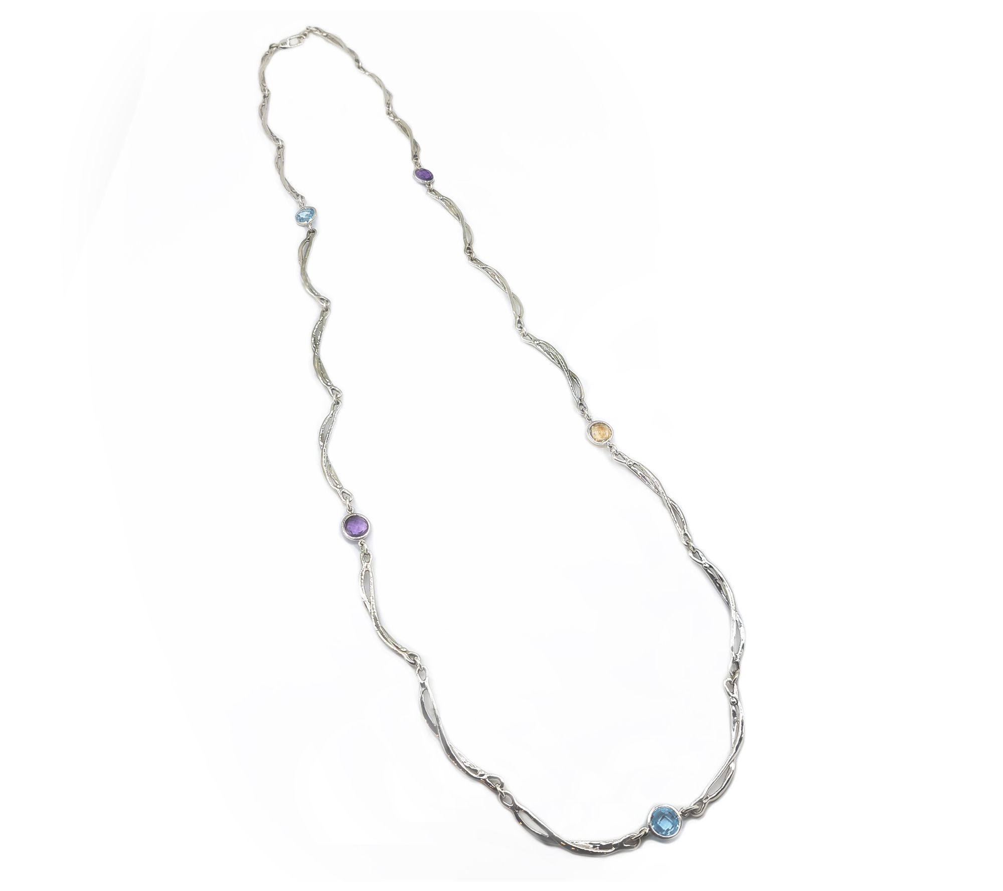 Hagit Sterling Silver Twiggs & Sparkle Multi-Gemstone Necklace