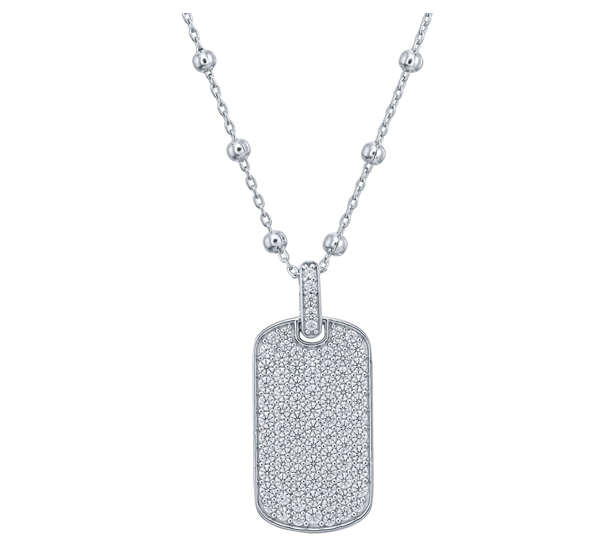 Diamonique X Jennifer Miller Dog Tag Necklace,Sterling