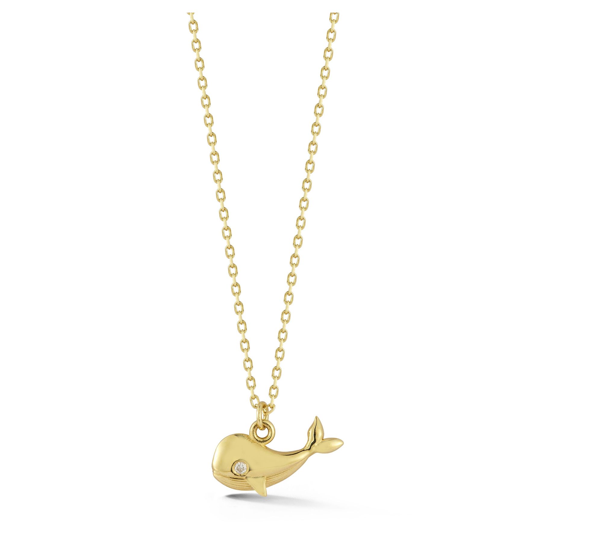 Luminosa Gold Diamond Accent Whale Pendant w/ Chain, 14K