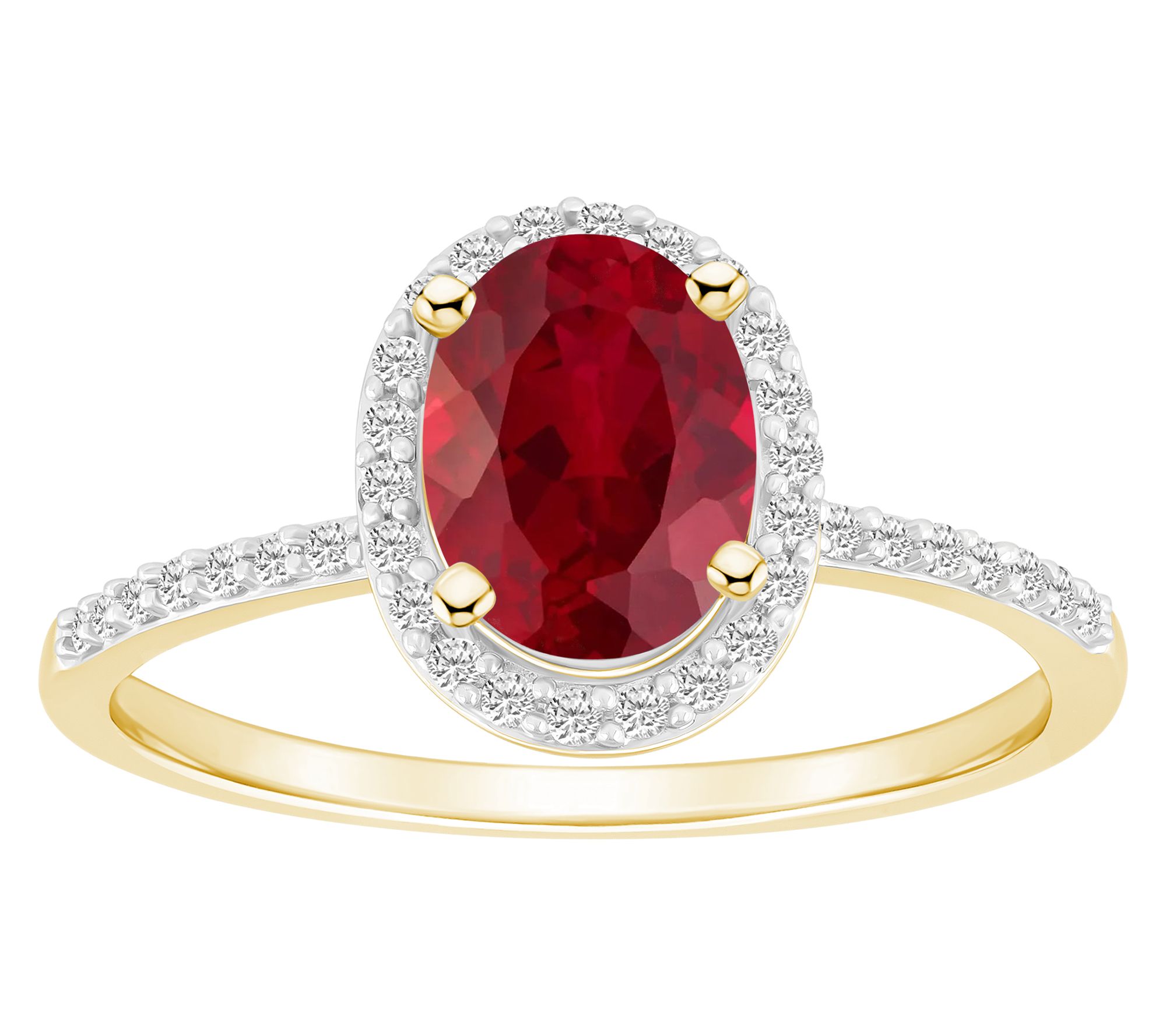 Affinity Gems Oval Created Gemstone Halo Ring, 10K Gold