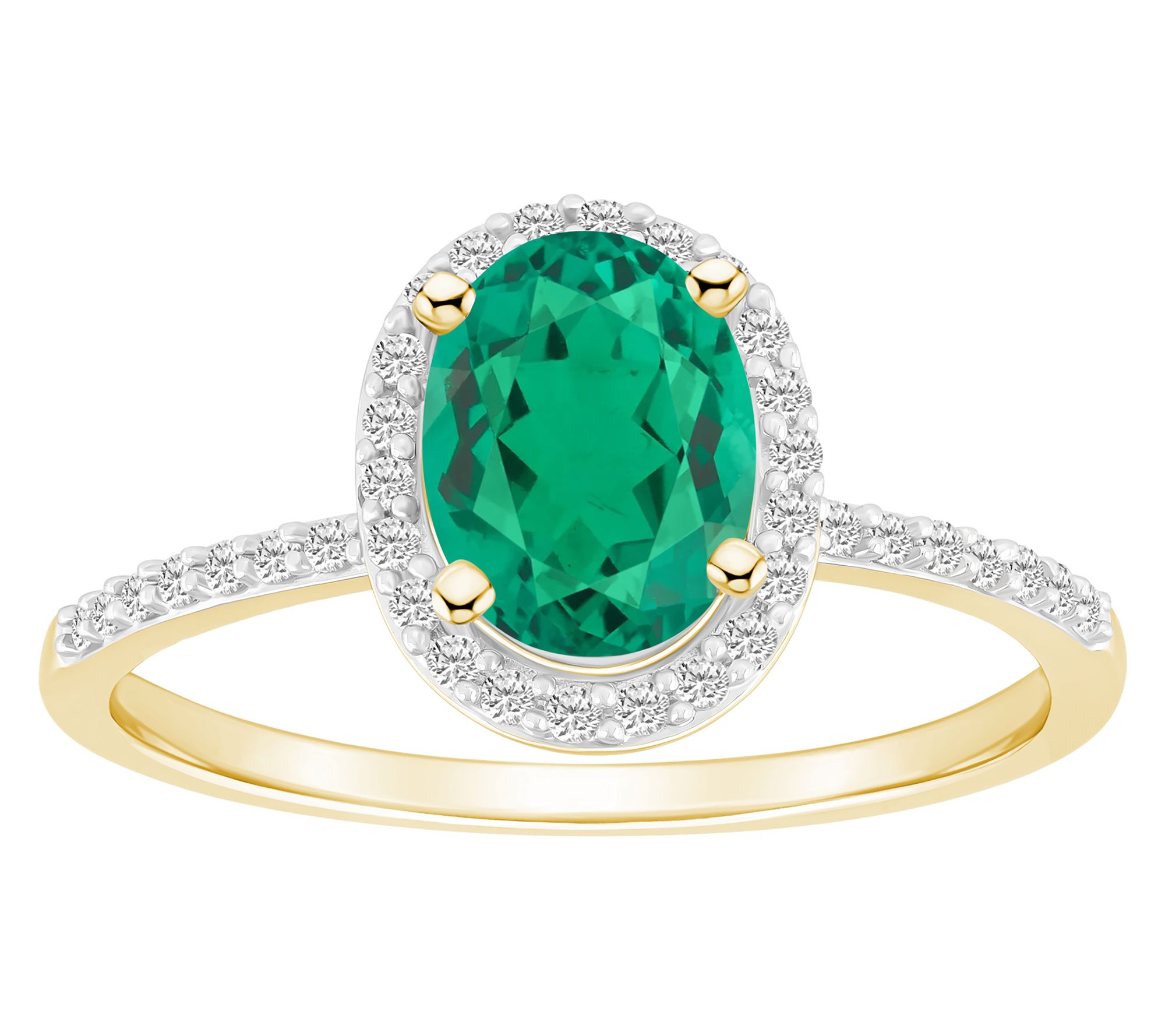 Affinity Gems Oval Created Gemstone Halo Ring, 10K Gold