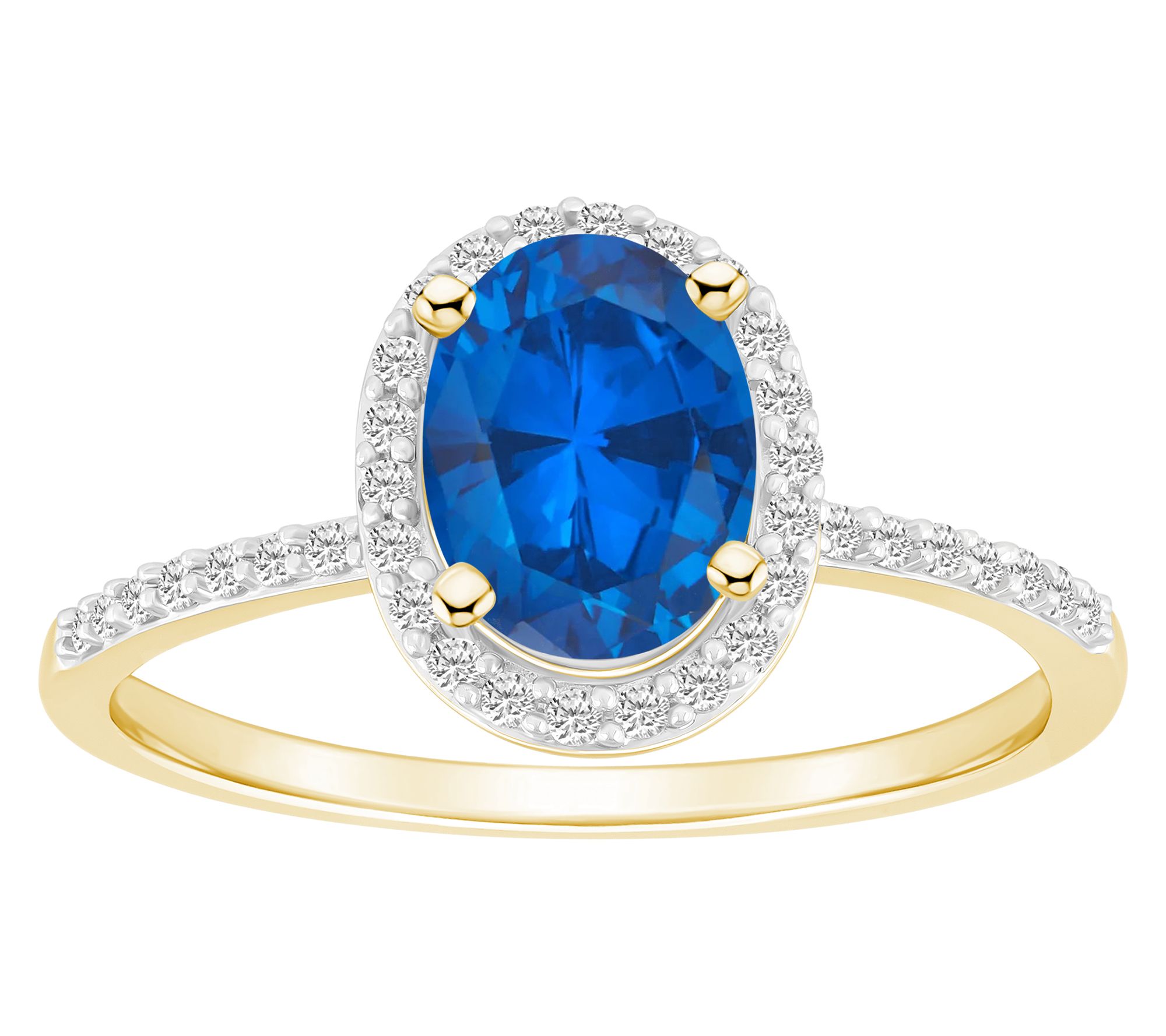Affinity Gems Oval Created Gemstone Halo Ring, 10K Gold