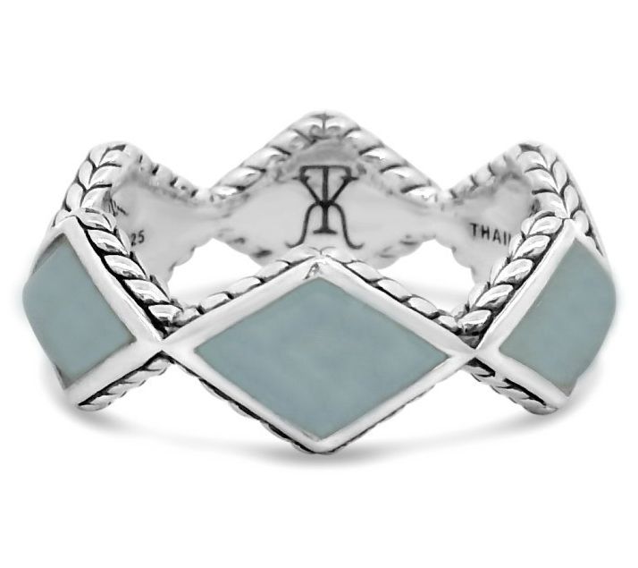 Tiffany Kay Studio Sterling Milky Aqua Herringbone Ring