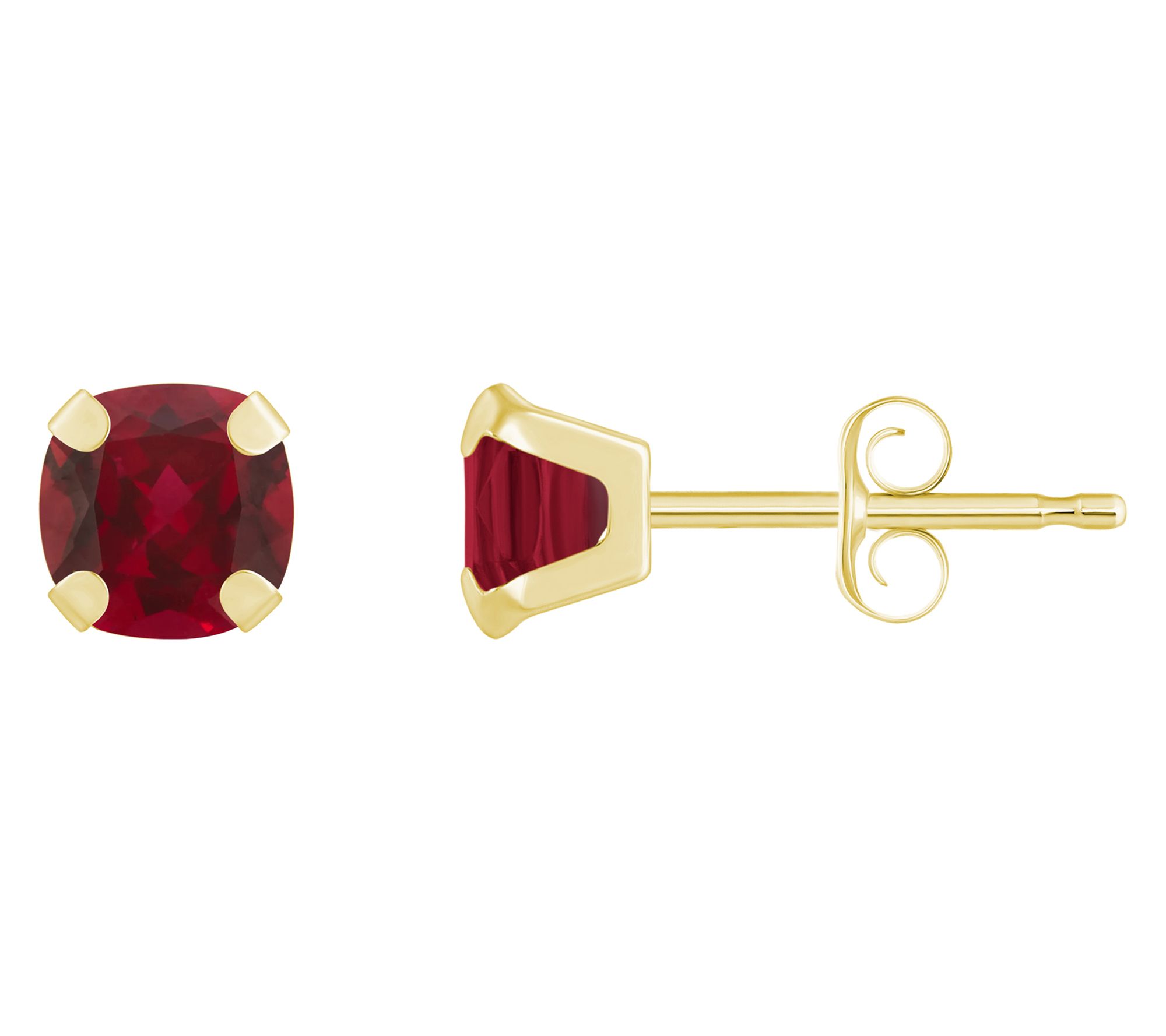 Affinity Gems Cushion Created Gemstone Stud Earrings, 10K Gold