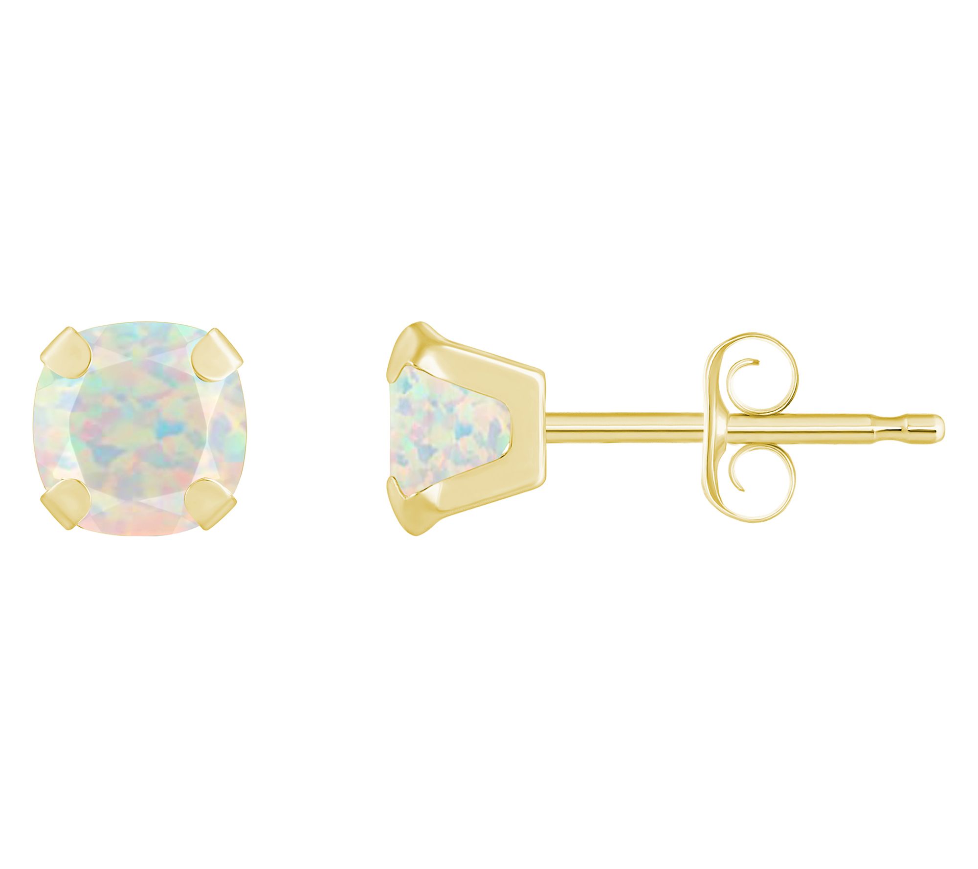 Affinity Gems Cushion Created Gemstone Stud Earrings, 10K Gold