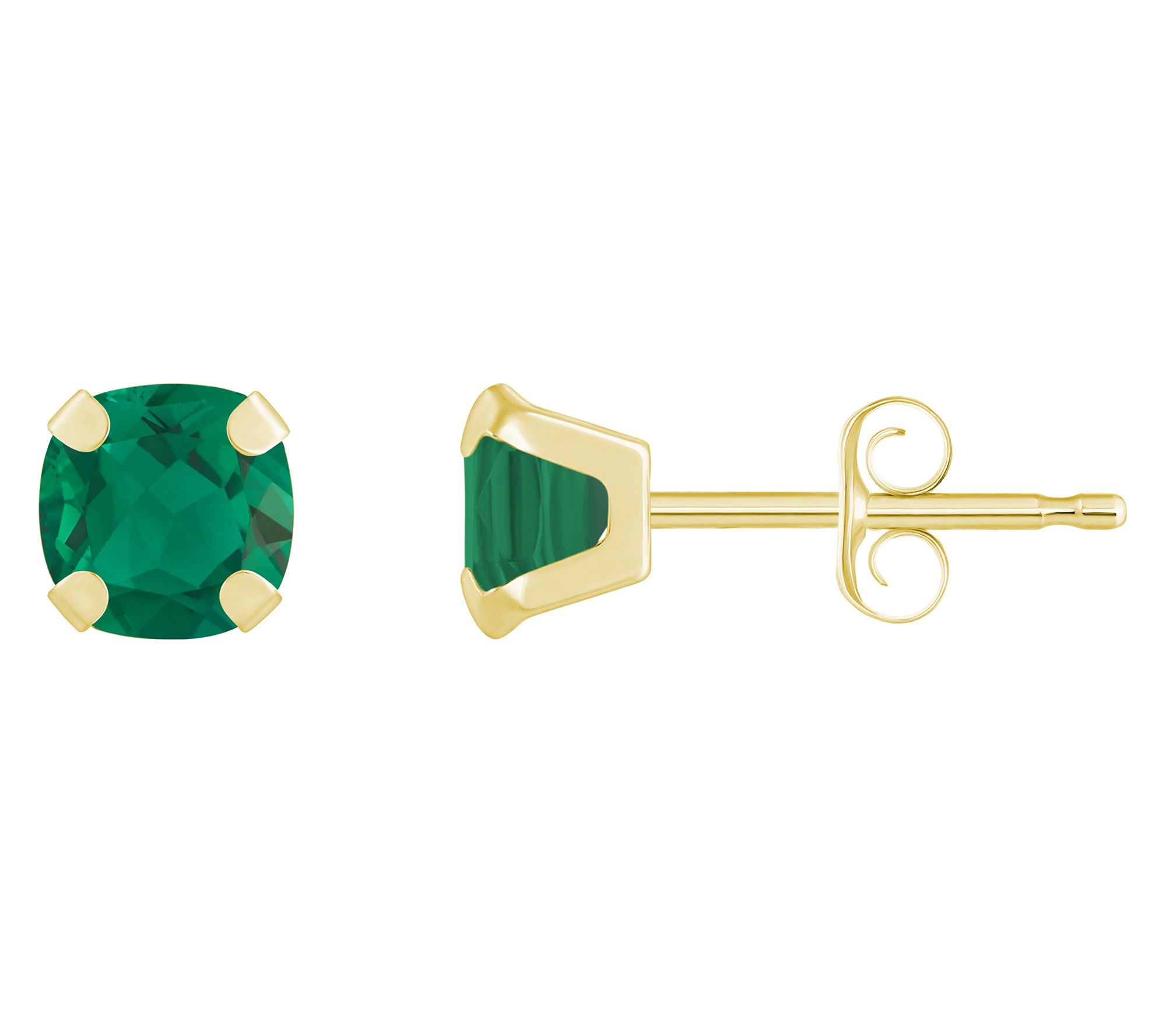 Affinity Gems Cushion Created Gemstone Stud Earrings, 10K Gold