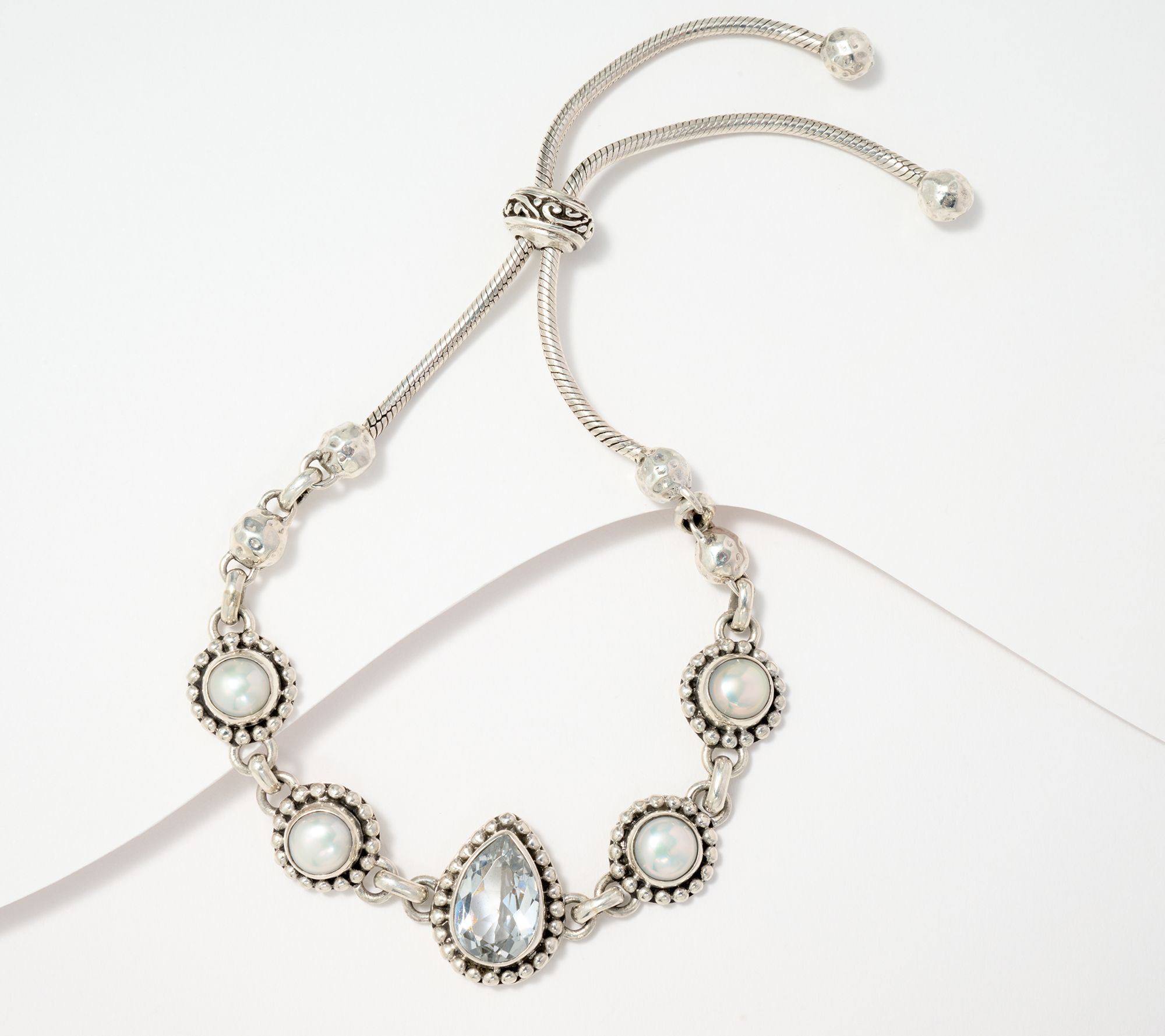 "As Is" Artisan Crafted by R. Manse SS Gem & Cultured Pearl Bracelet