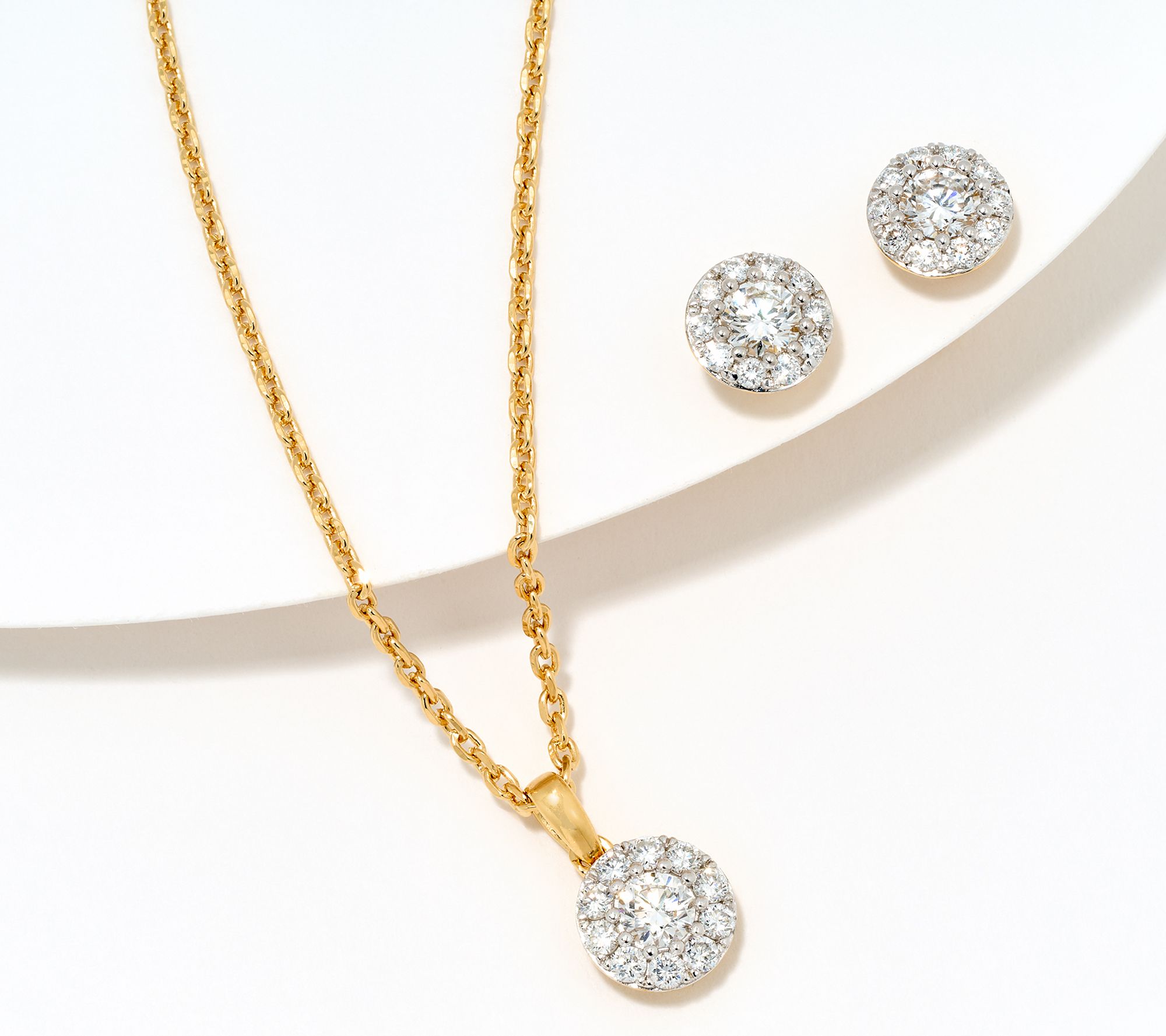  Fire Light Lab Grown Diamond Pendant & Earring Set 1.00 cttw Sterl
