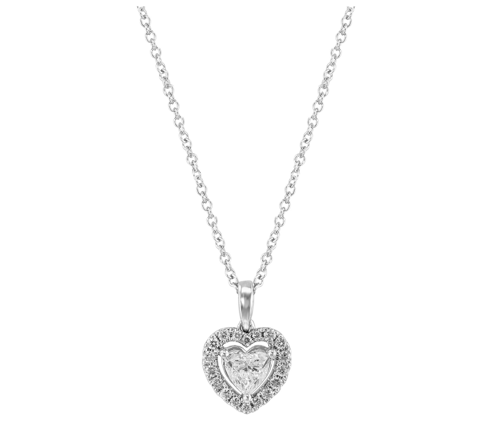 Effy Lab Grown Diamond Heart Halo Pendant w/ Chain, 14K