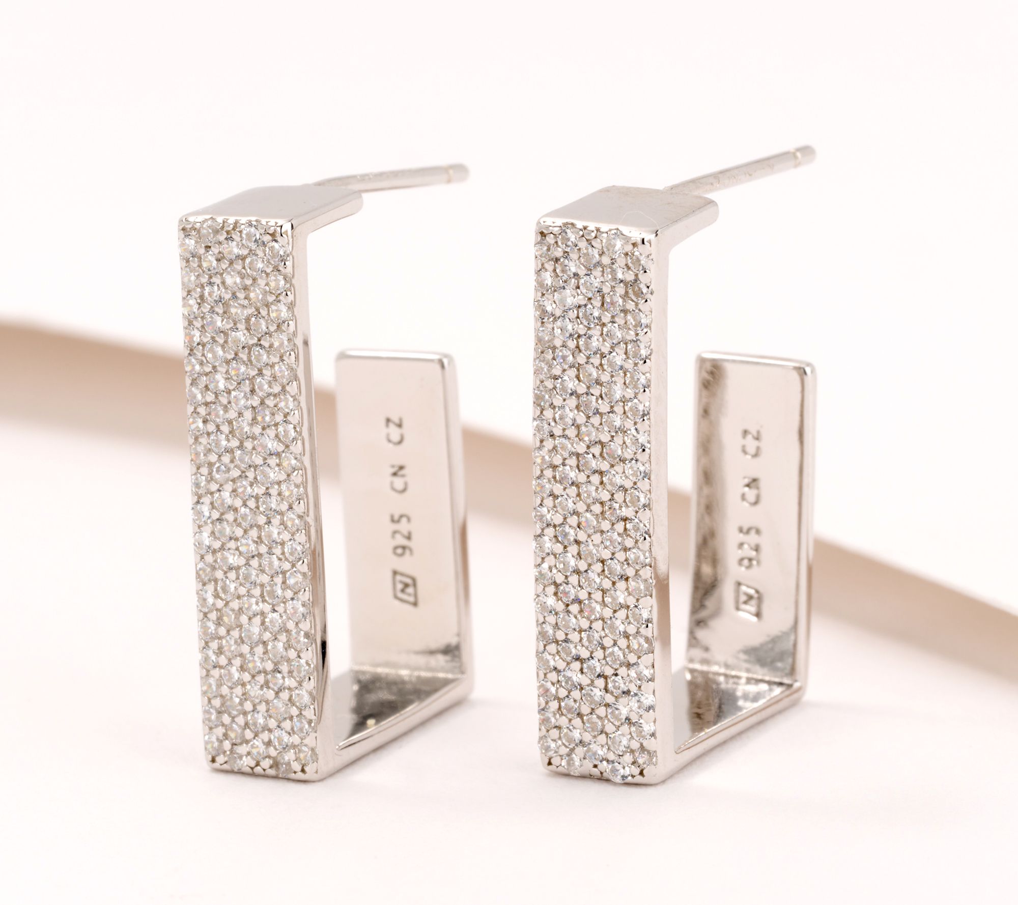 "As Is" Diamonique U- Shape Hoop Earrings Sterling Silver