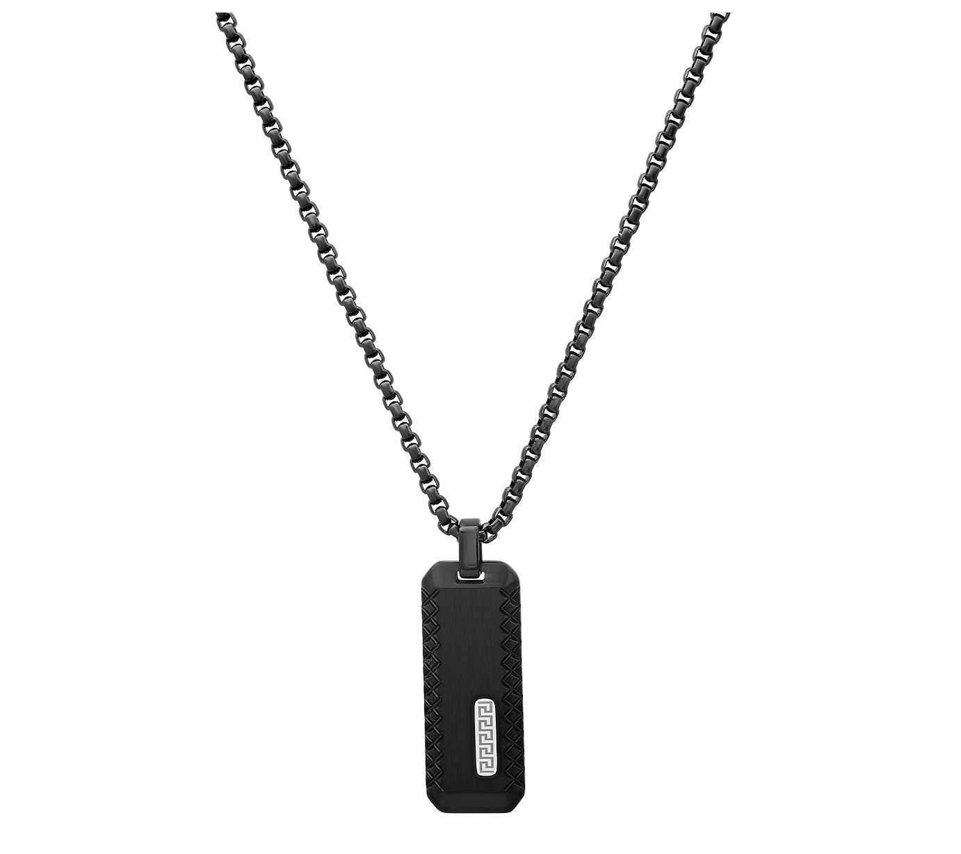 Steel By Design Men's Black IP Dog Tag Pendantw/ Chain