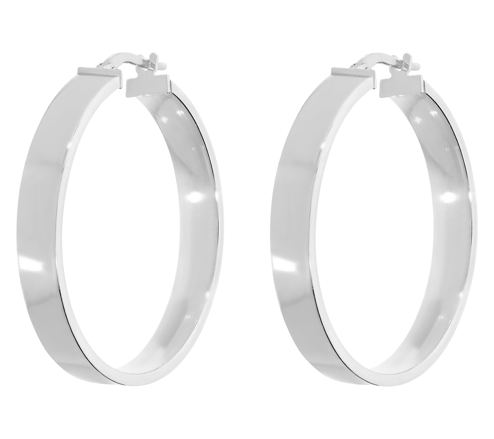 Louis Dell'Olio Sterling 1-1/4" Polished RoundHoop Earrings