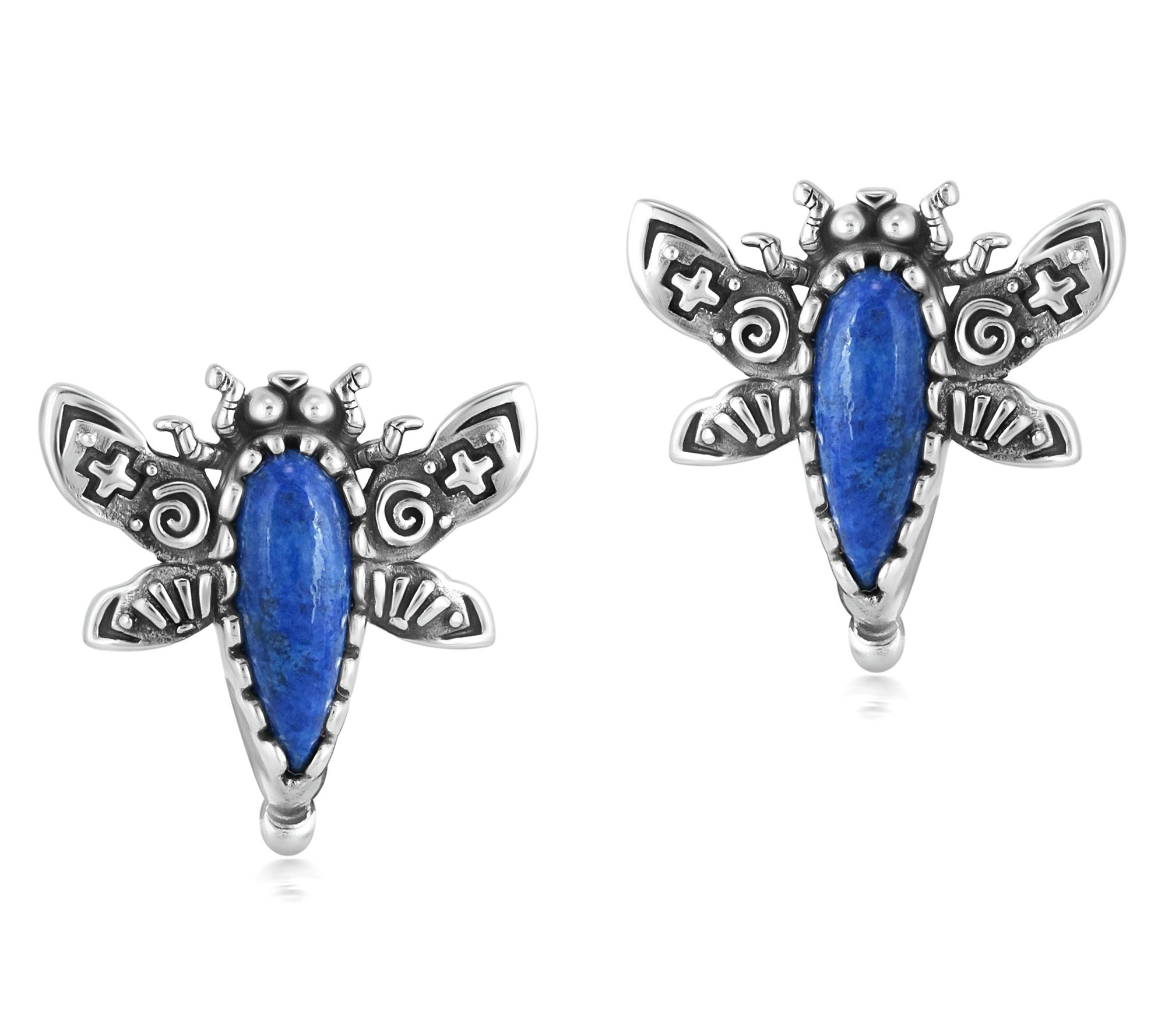 American West Sterling Dragonfly Gemstone StudEarrings