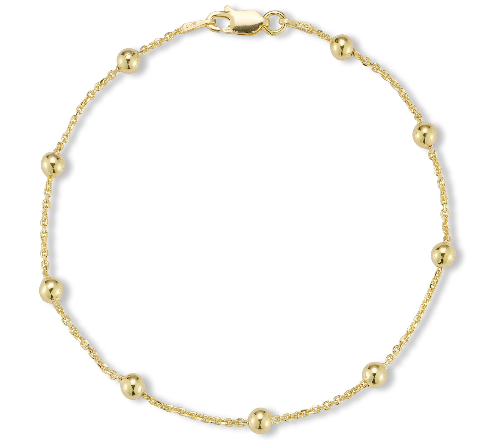 Italian Silver 4mm Ball 9" Chain Ankle Bracelet, Sterling