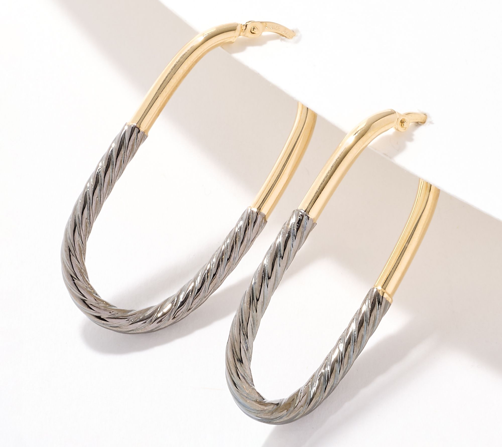 "As Is" David Markstein Bronze Debut Double Texture Hoop Earrings