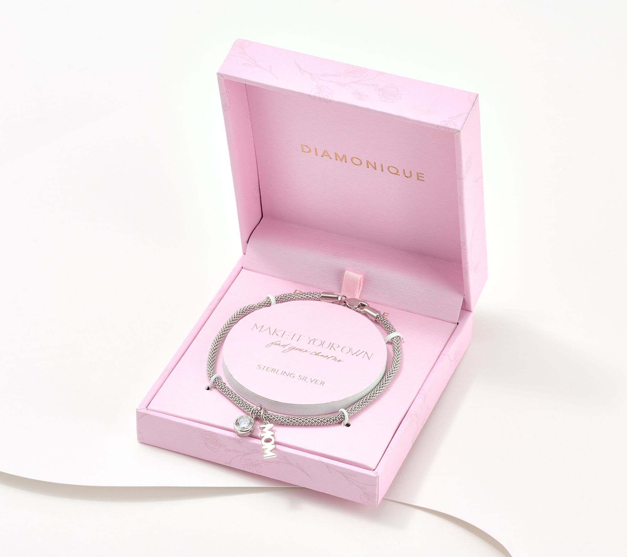 "As Is" Diamonique Sterl Choice of Motif Charm Bracelet