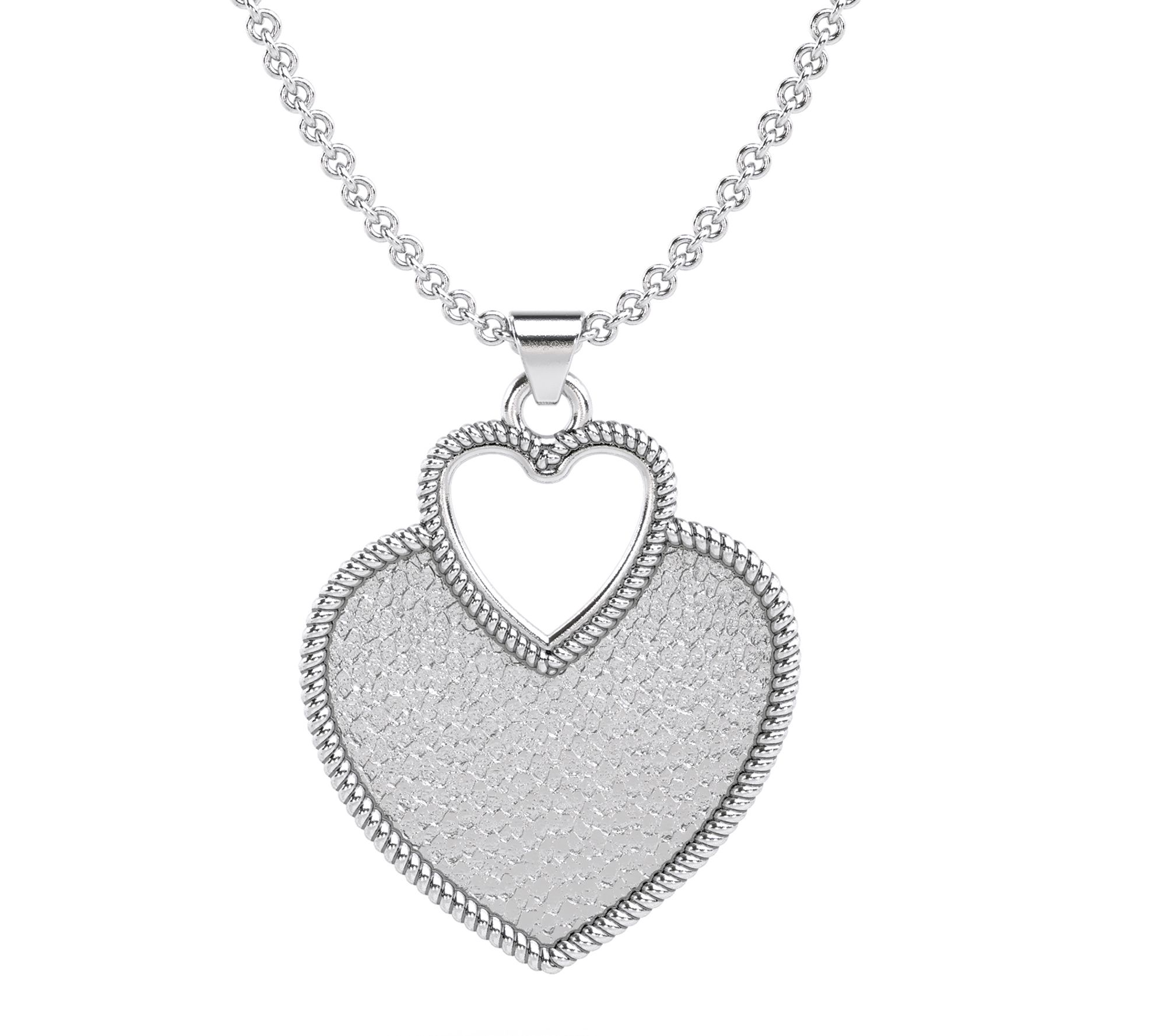Or Paz Sterling Silver Textured Long Heart Pendant w/ Chain