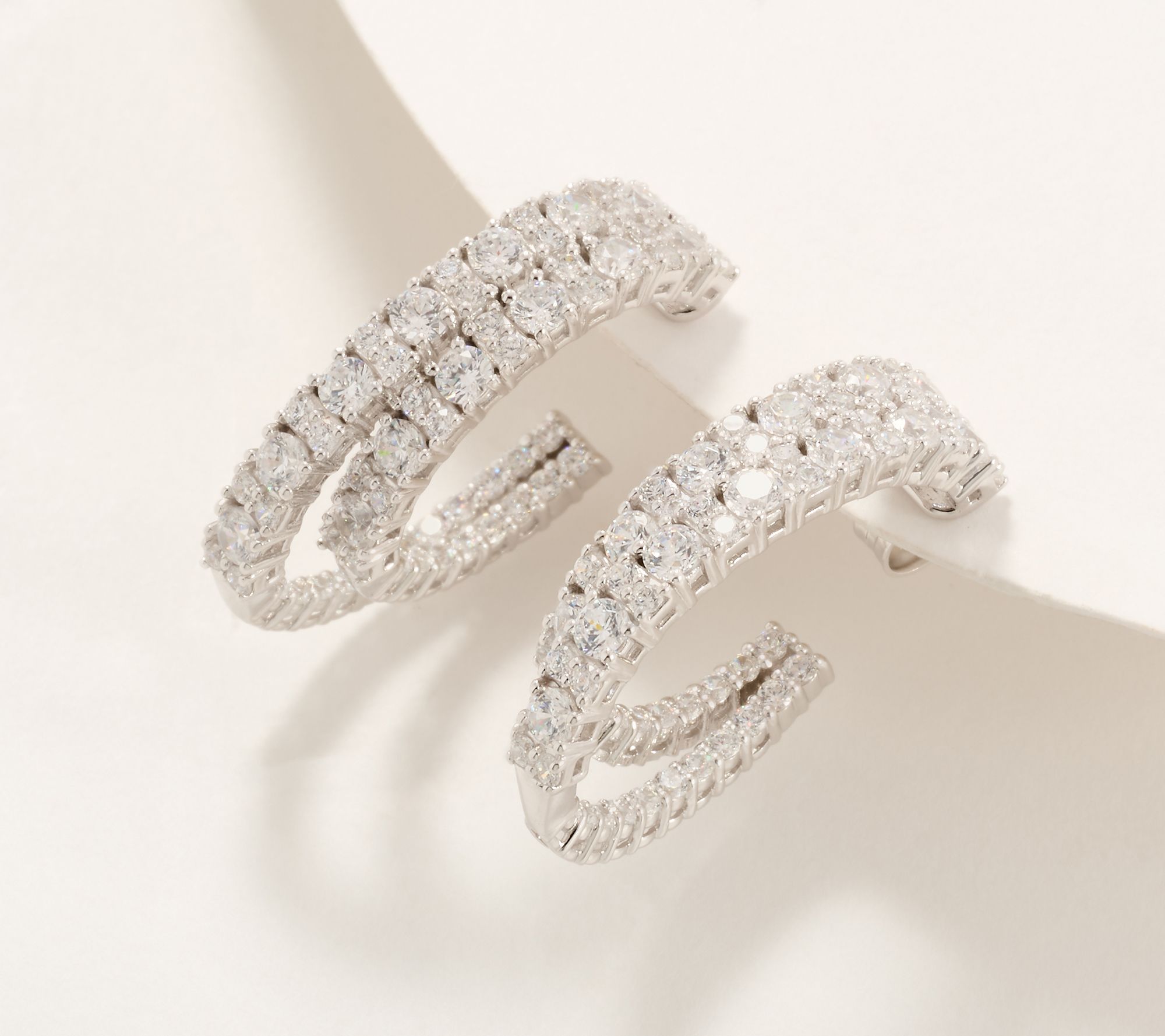 Diamonique x Jennifer Miller Double Oval Hoop Earrings, Sterling Silver