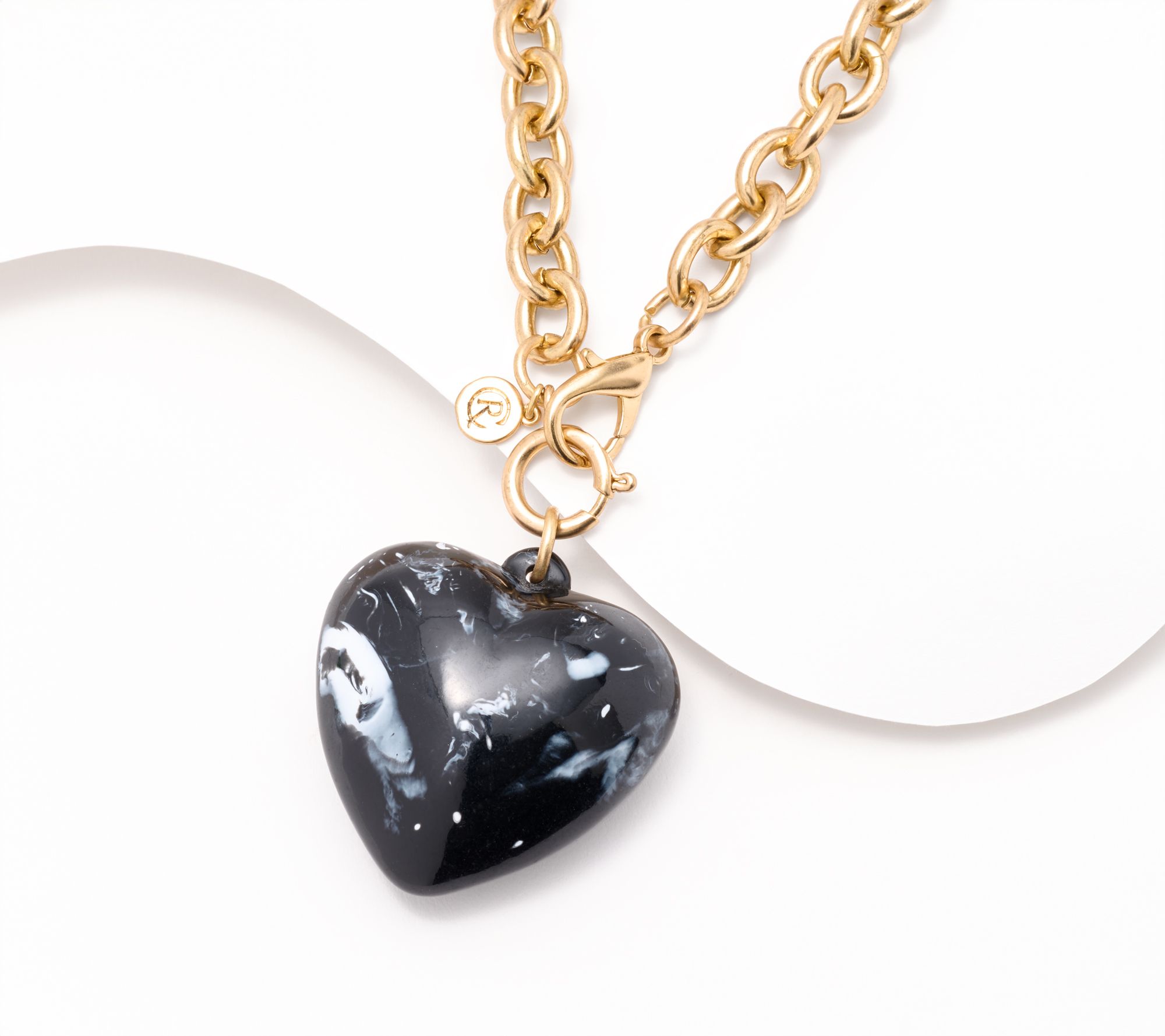 "As Is" Carla Rockmore Stone Medallion Gold Link Necklace