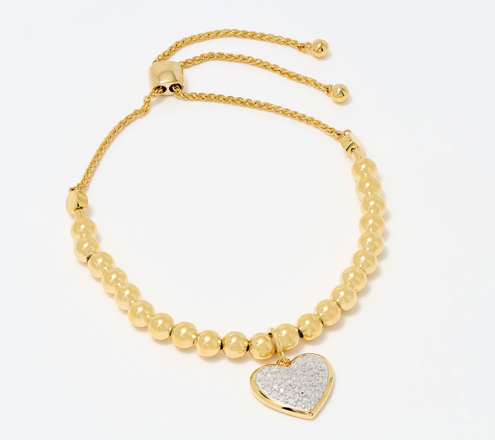 Accents by Affinity .24 cttw Beaded Heart Motif Bolo Bracelet