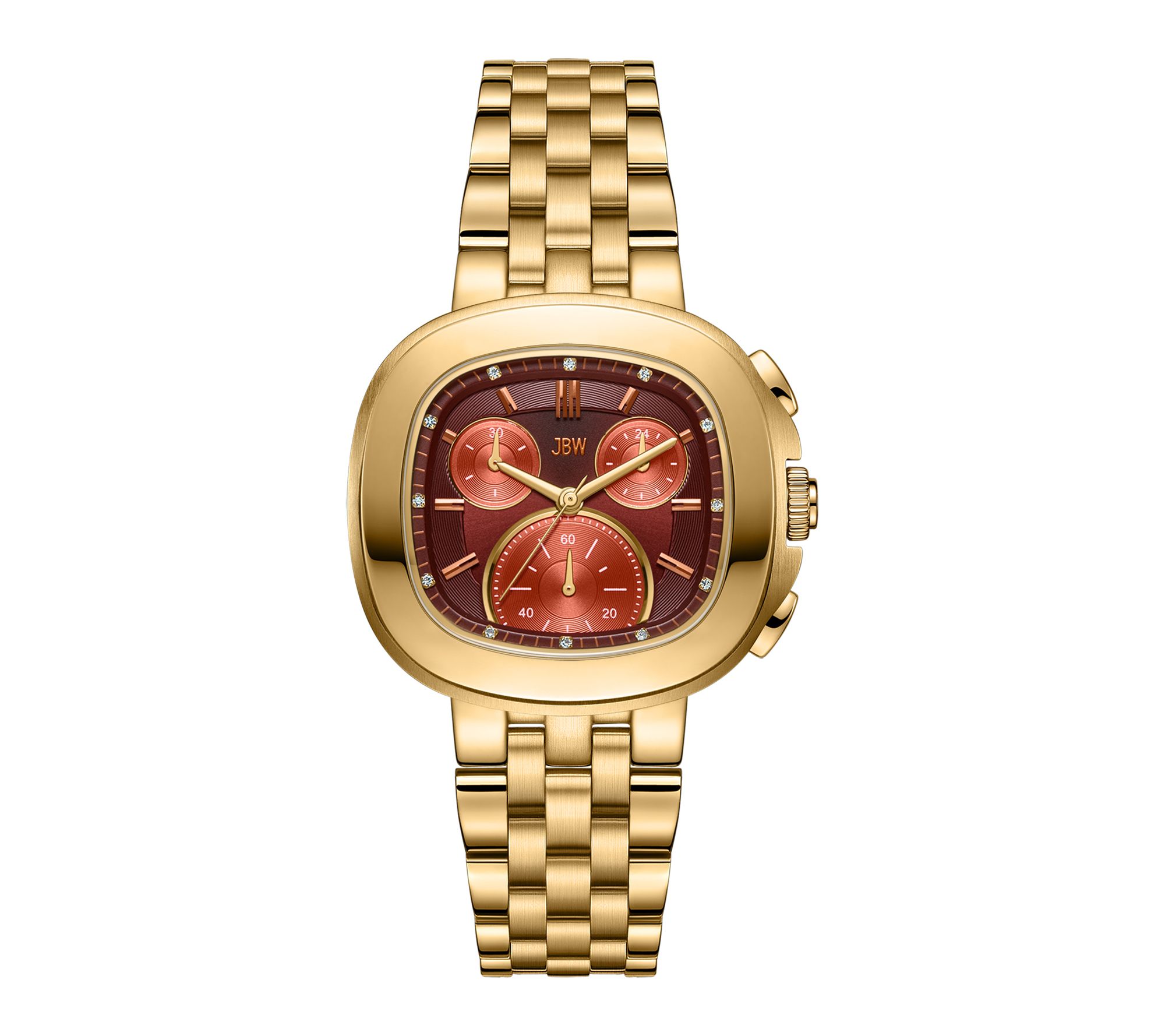 JBW Men's Coast 18K Plated Lab Grown Diamond Red Dial Watch