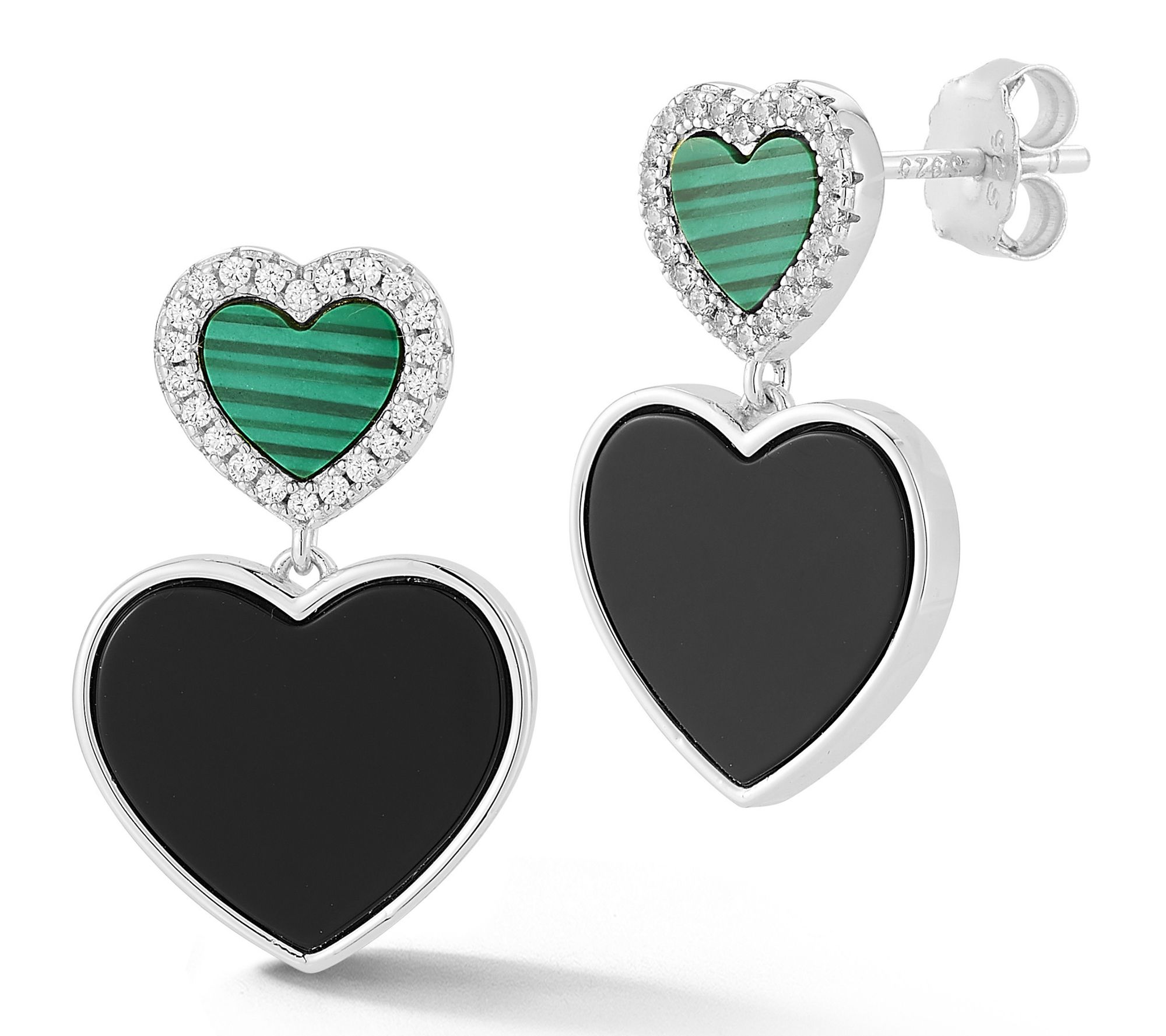 Sterlina Silver Simulated Gemstone Heart Earrings, Sterling