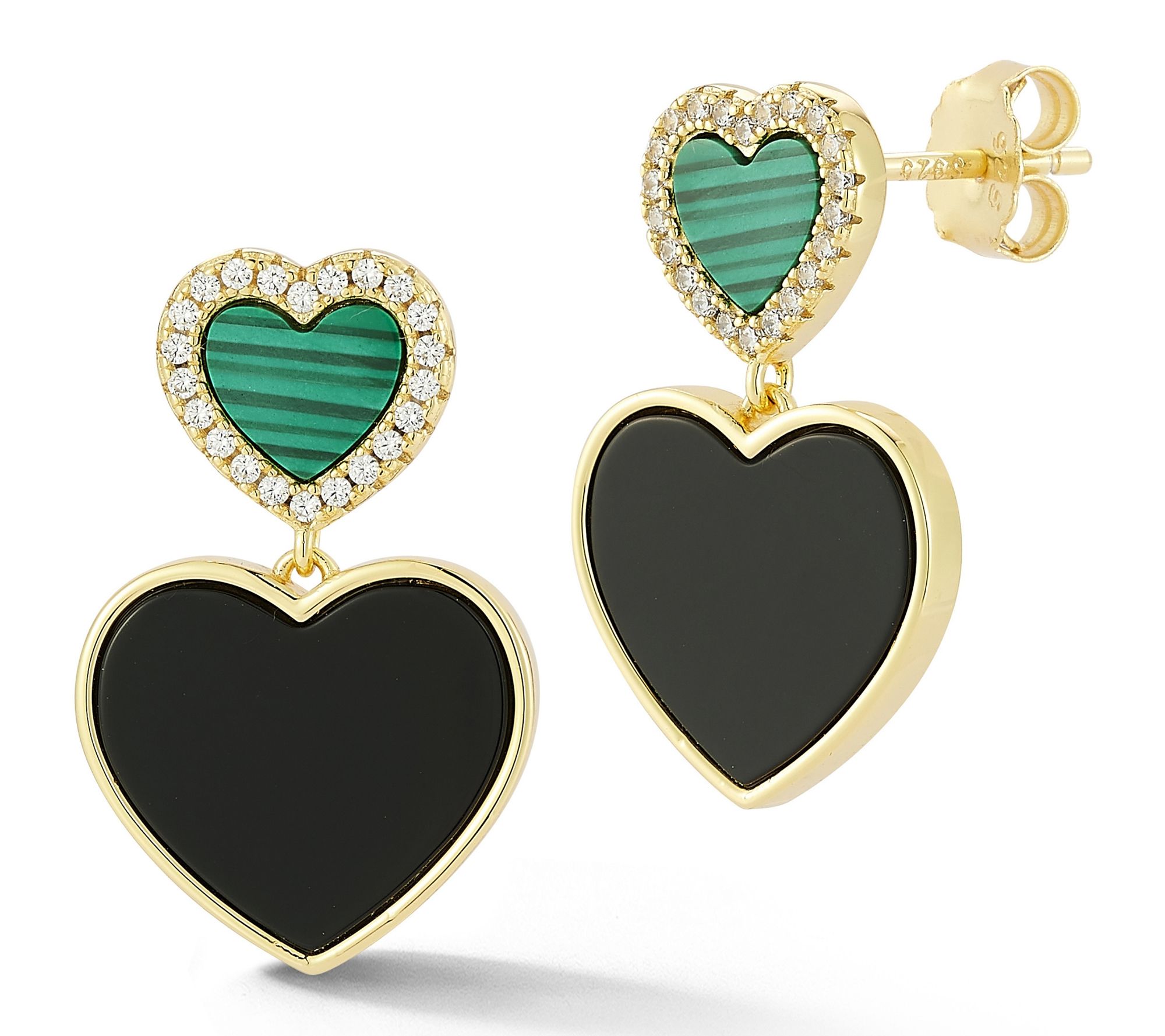 Sterlina Silver Simulated Gemstone Heart Earrings, Sterling