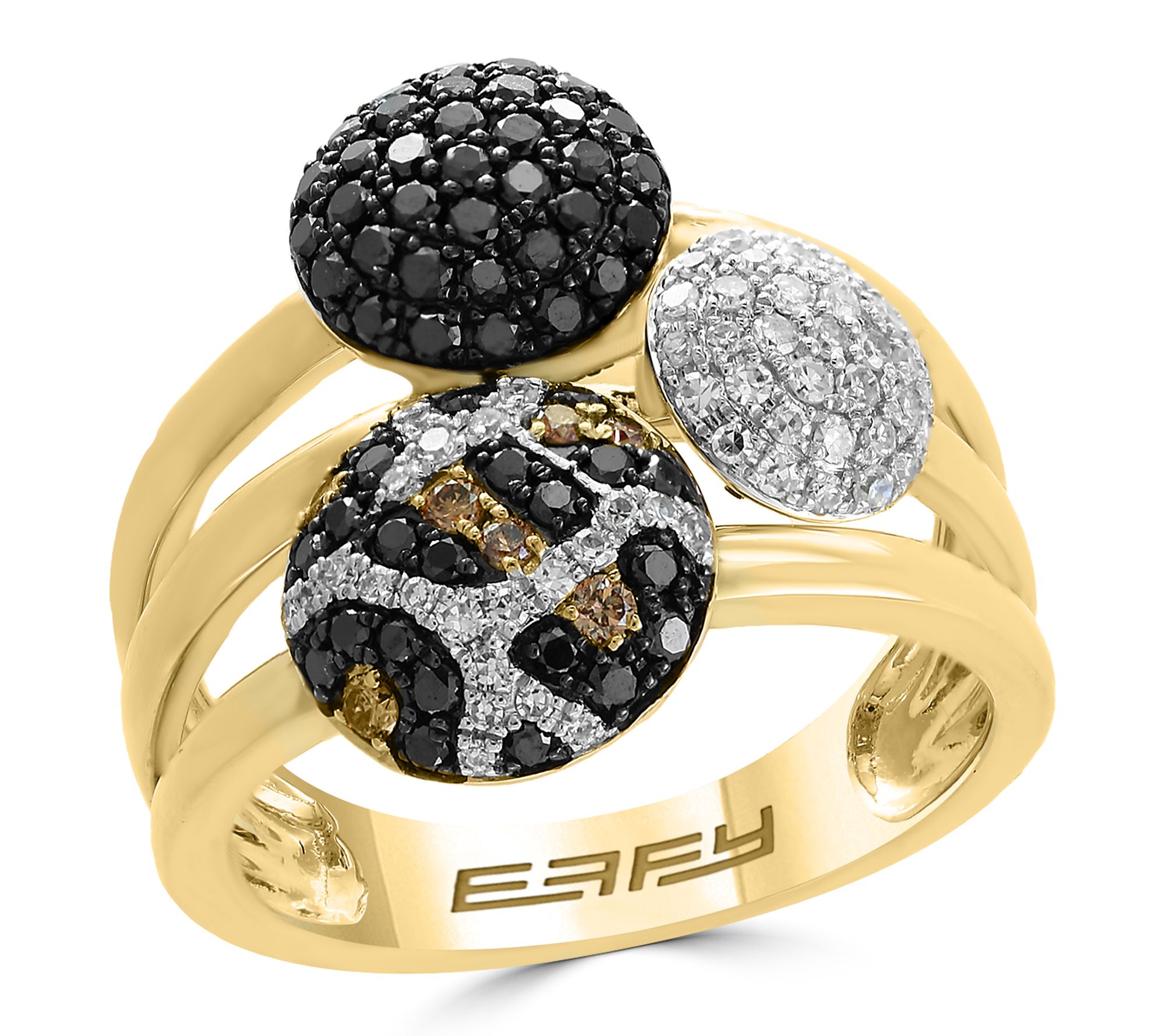 Effy Black, Espresso & White Diamond Leopard Station Ring, 14K