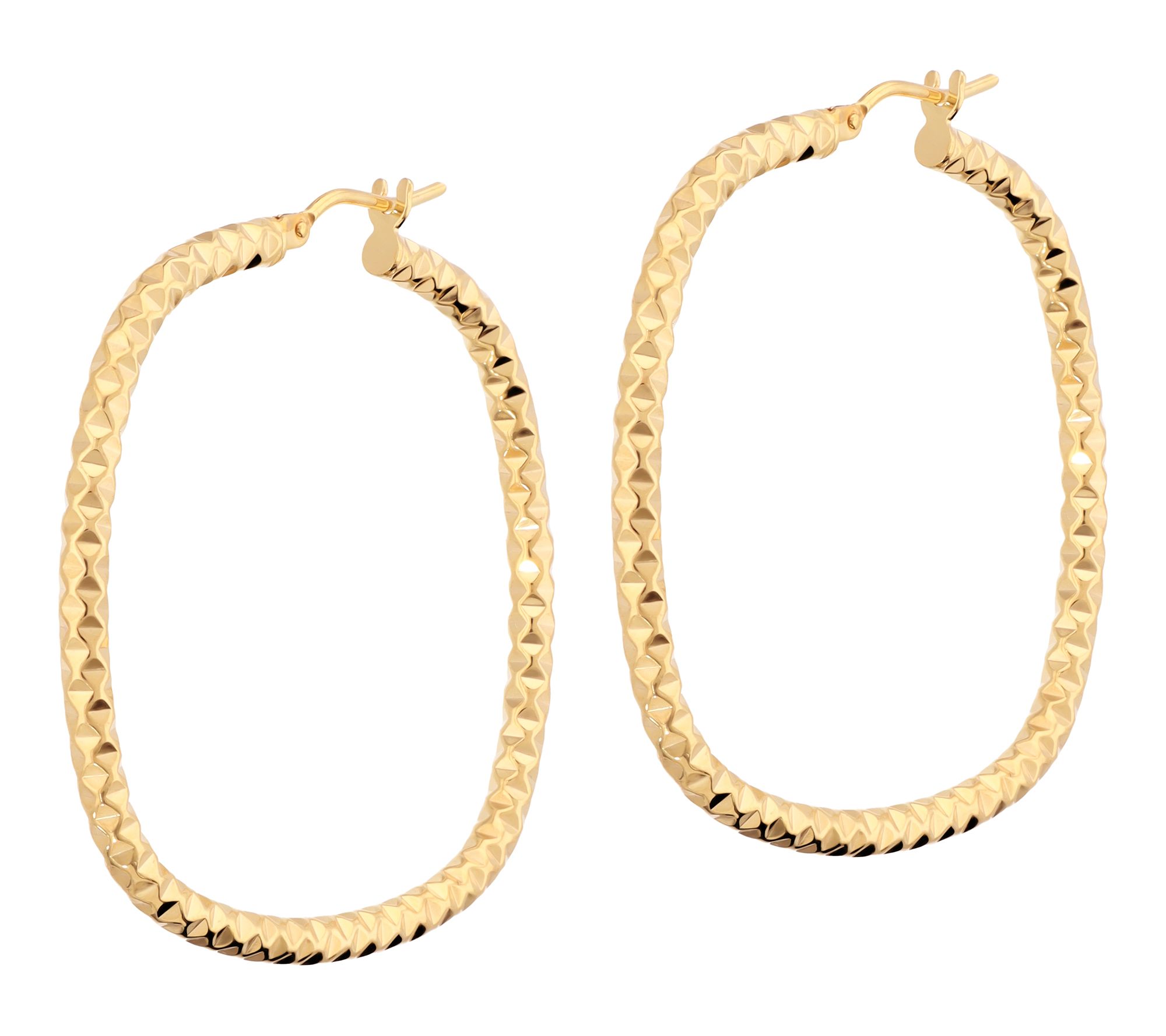 Italian Gold 1-1/2" Polished Rounded Square Hoop Earrings, 14K