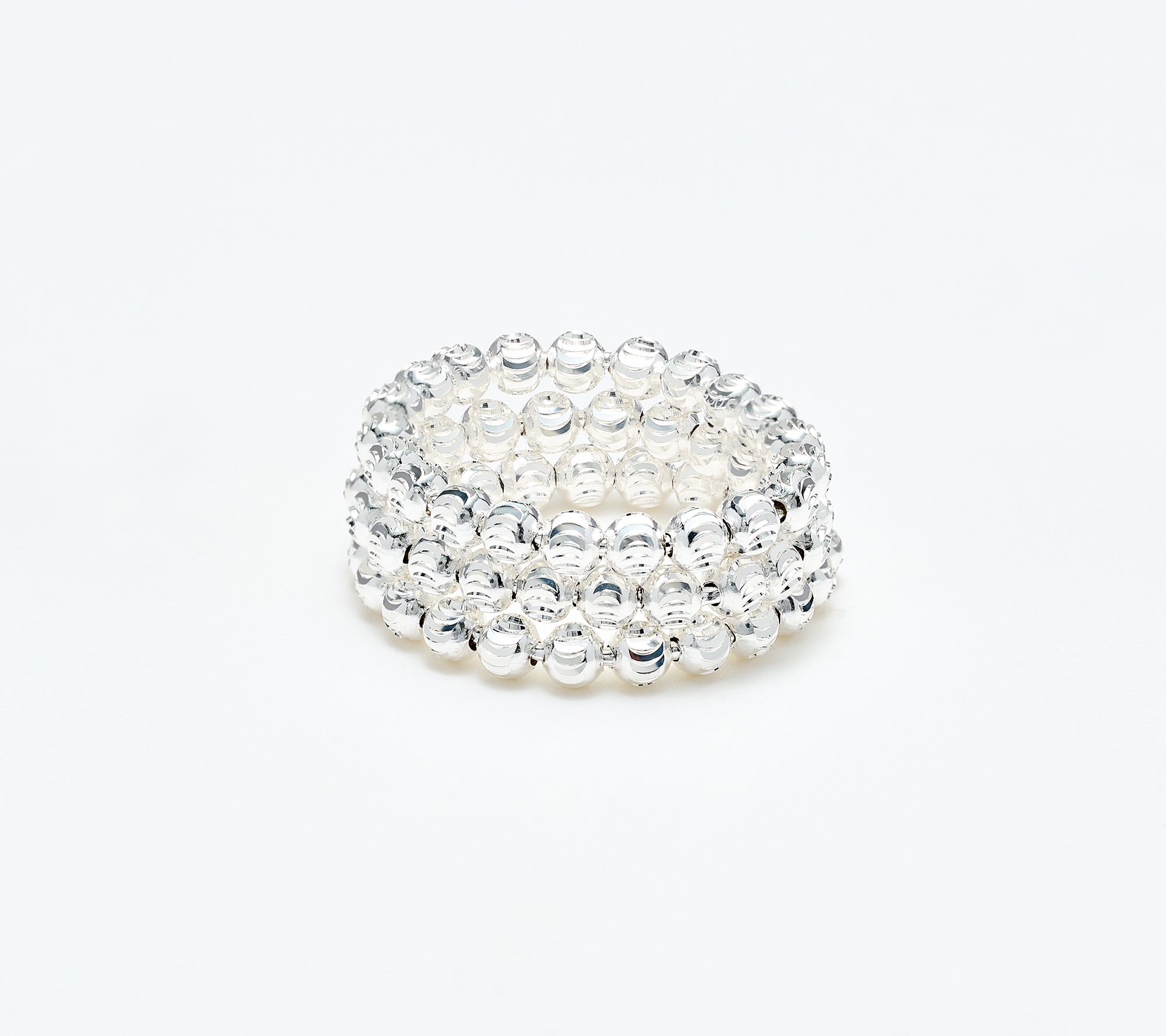 UltraFine 950 Set of 3 Diamond Cut Stretch Beaded Rings