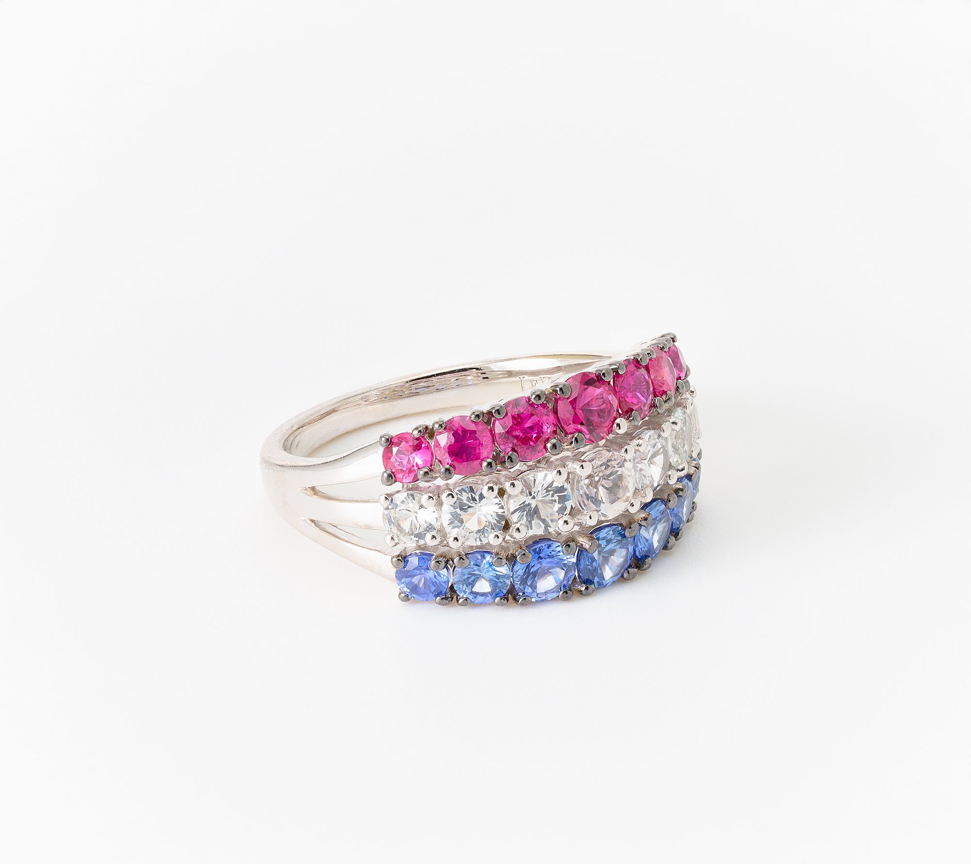 Carlo Viani 3 Row Americana Ring, 14k Gold